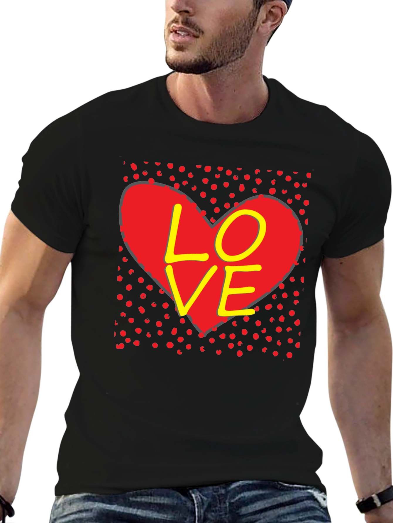 Love Heart Graphic T-Shirt - Black