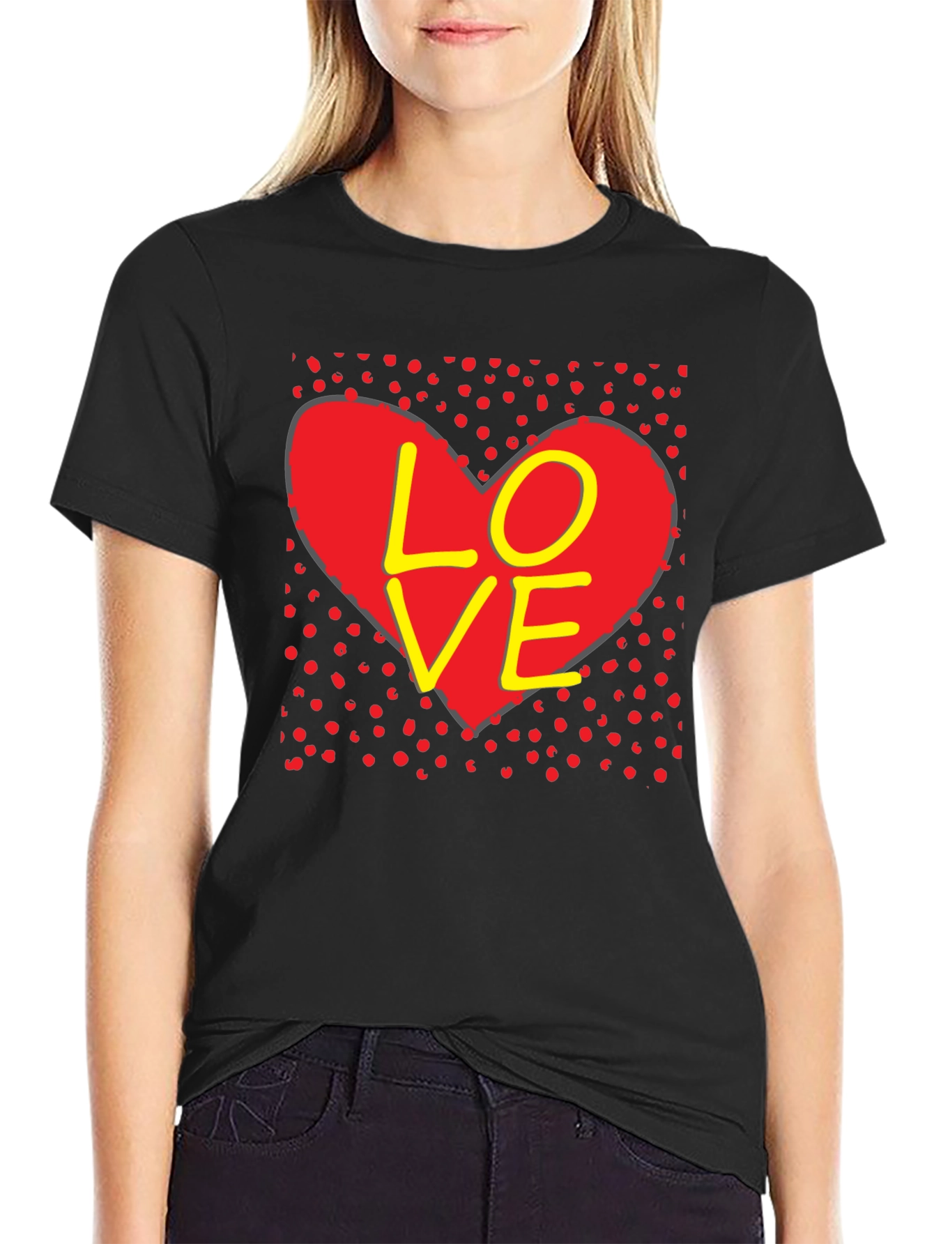 Love Heart Graphic T-Shirt - Black