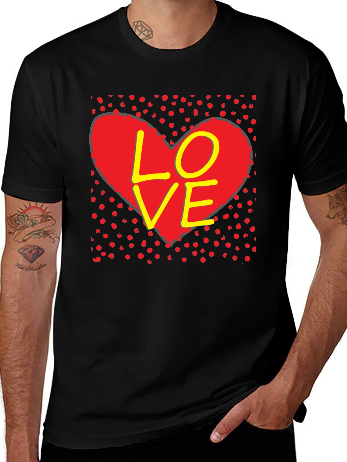 Love Heart Graphic T-Shirt - Black