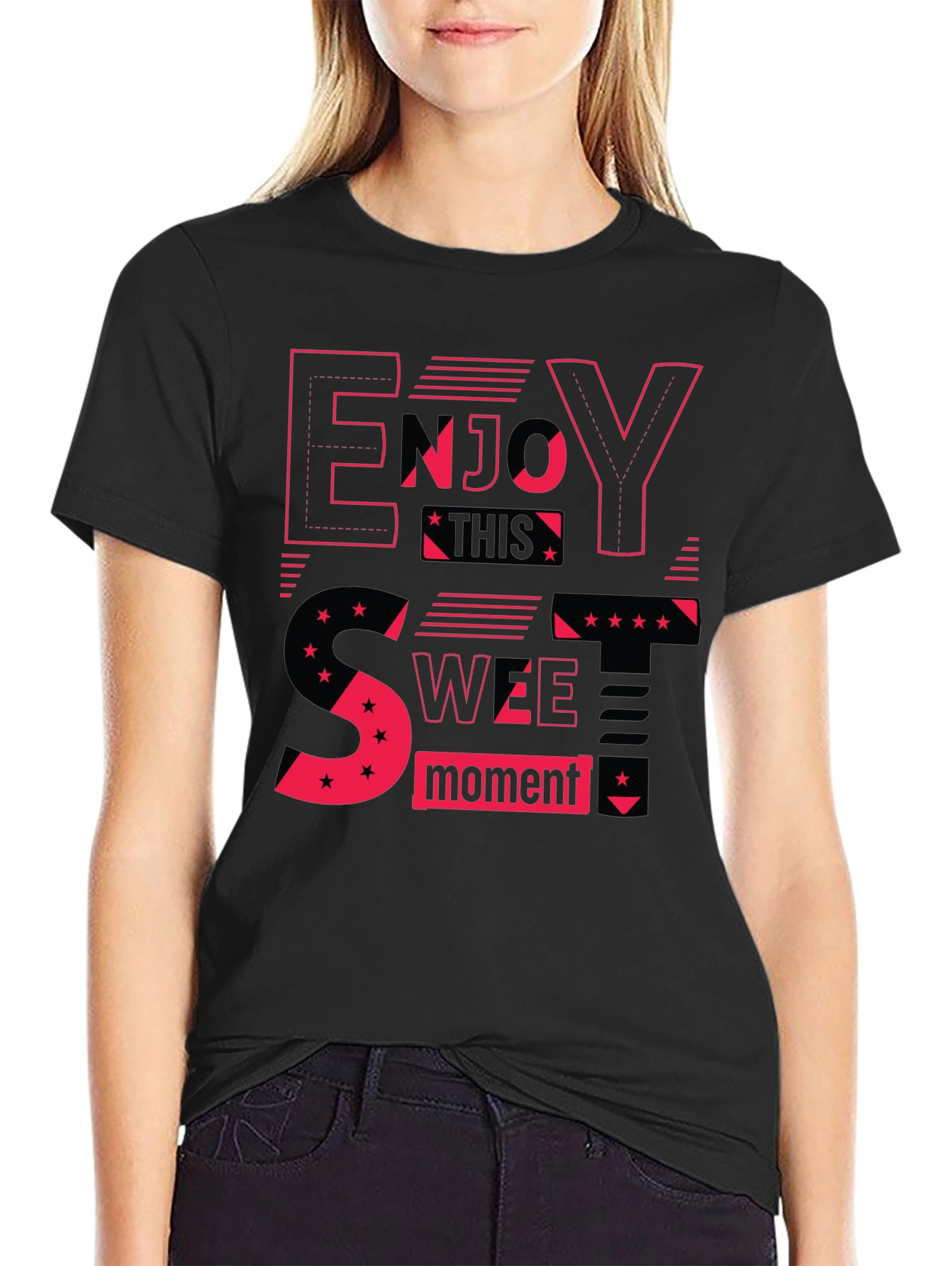 Enjoy This Sweet Moment Black Graphic Tee