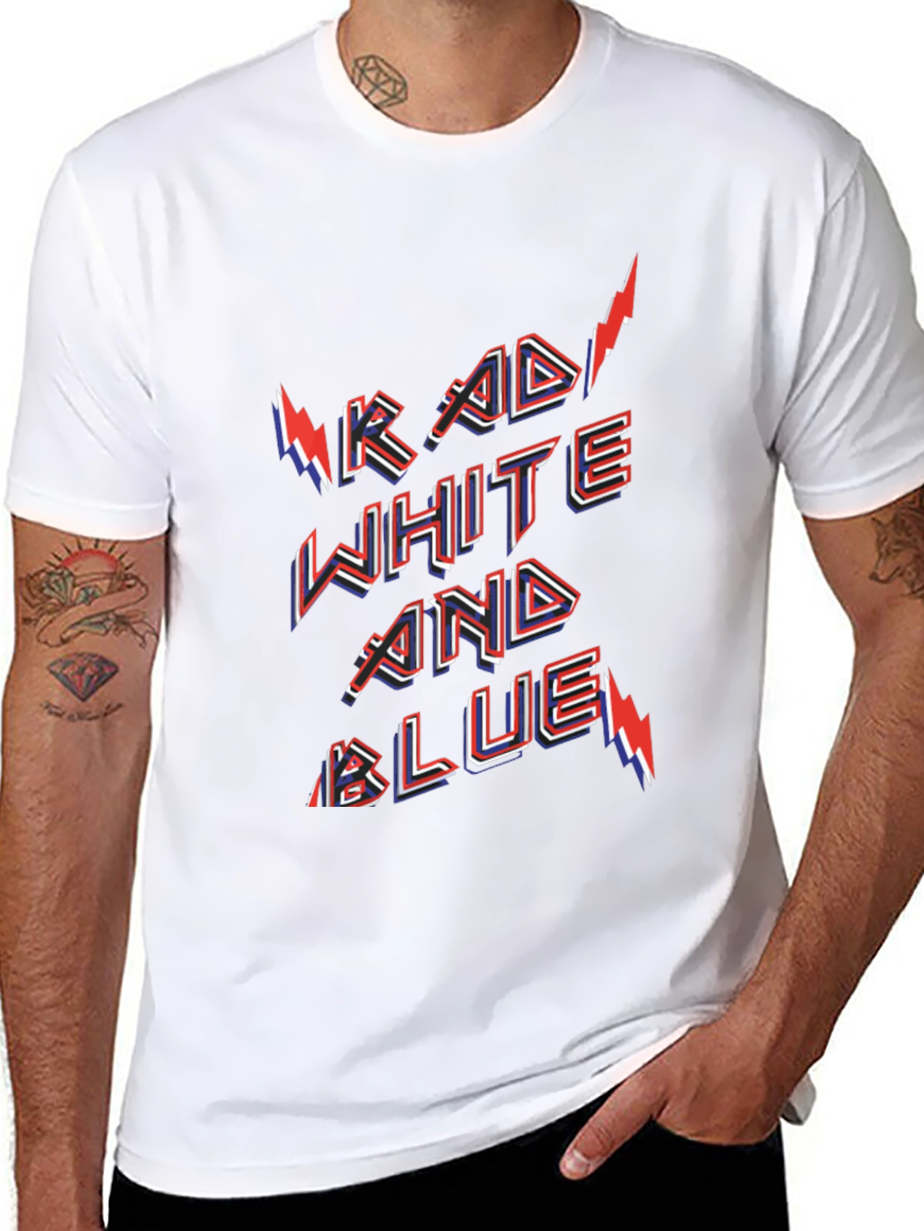 Rad White and Blue Graphic Tee