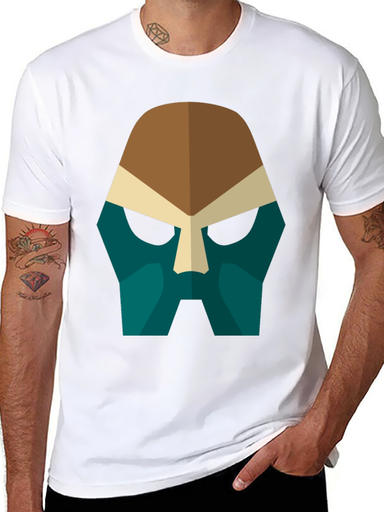 Abstract Mask Graphic Tee - Bold Style