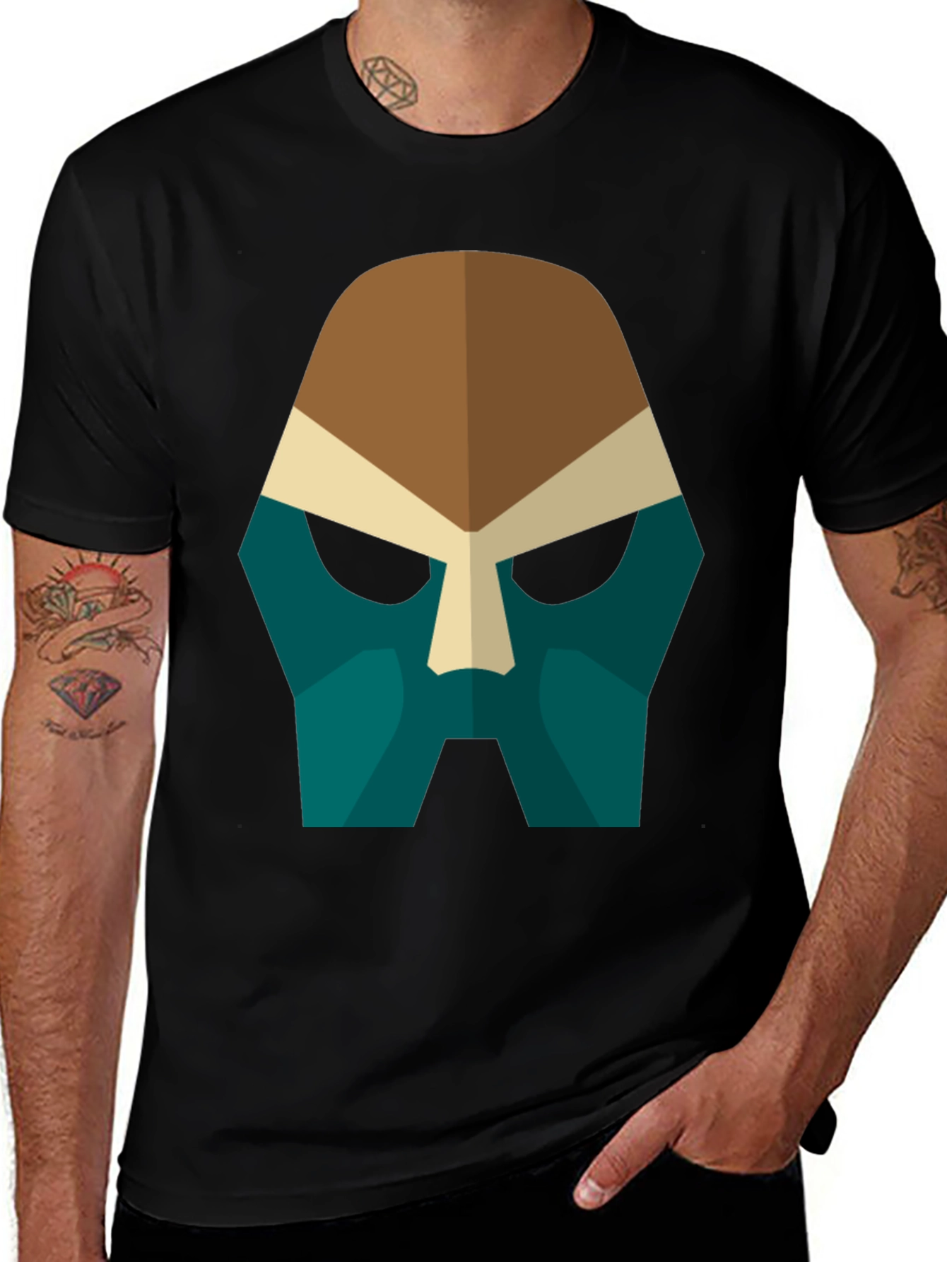 Abstract Mask Graphic Tee - Bold Style