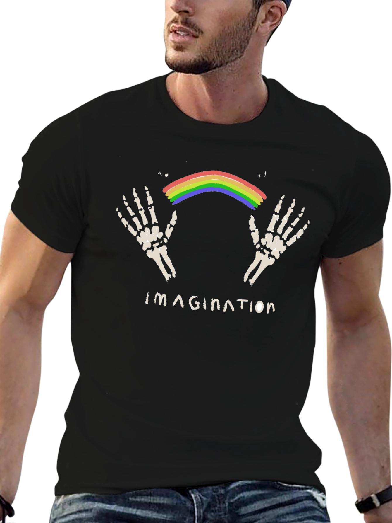 Imagination Rainbow Skeleton Hands T-Shirt