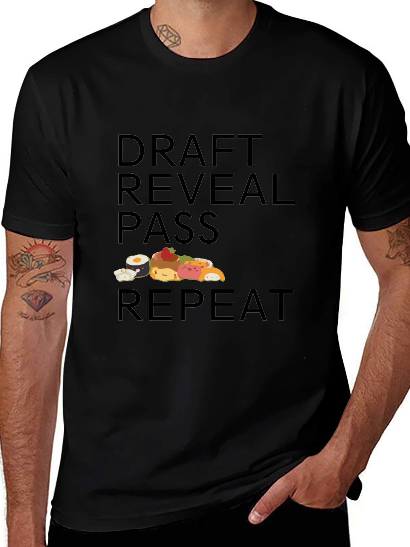 Draft Reveal Pass Repeat Sushi Graphic T-Shirt