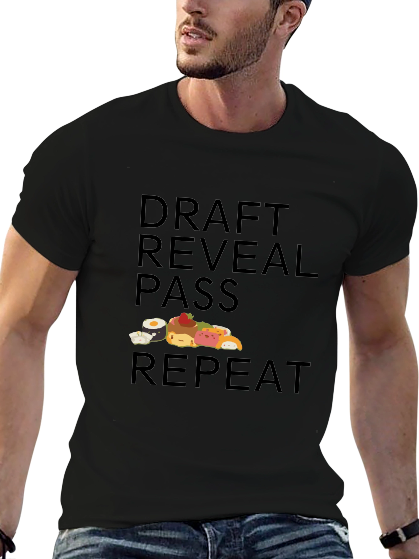 Draft Reveal Pass Repeat Sushi Graphic T-Shirt