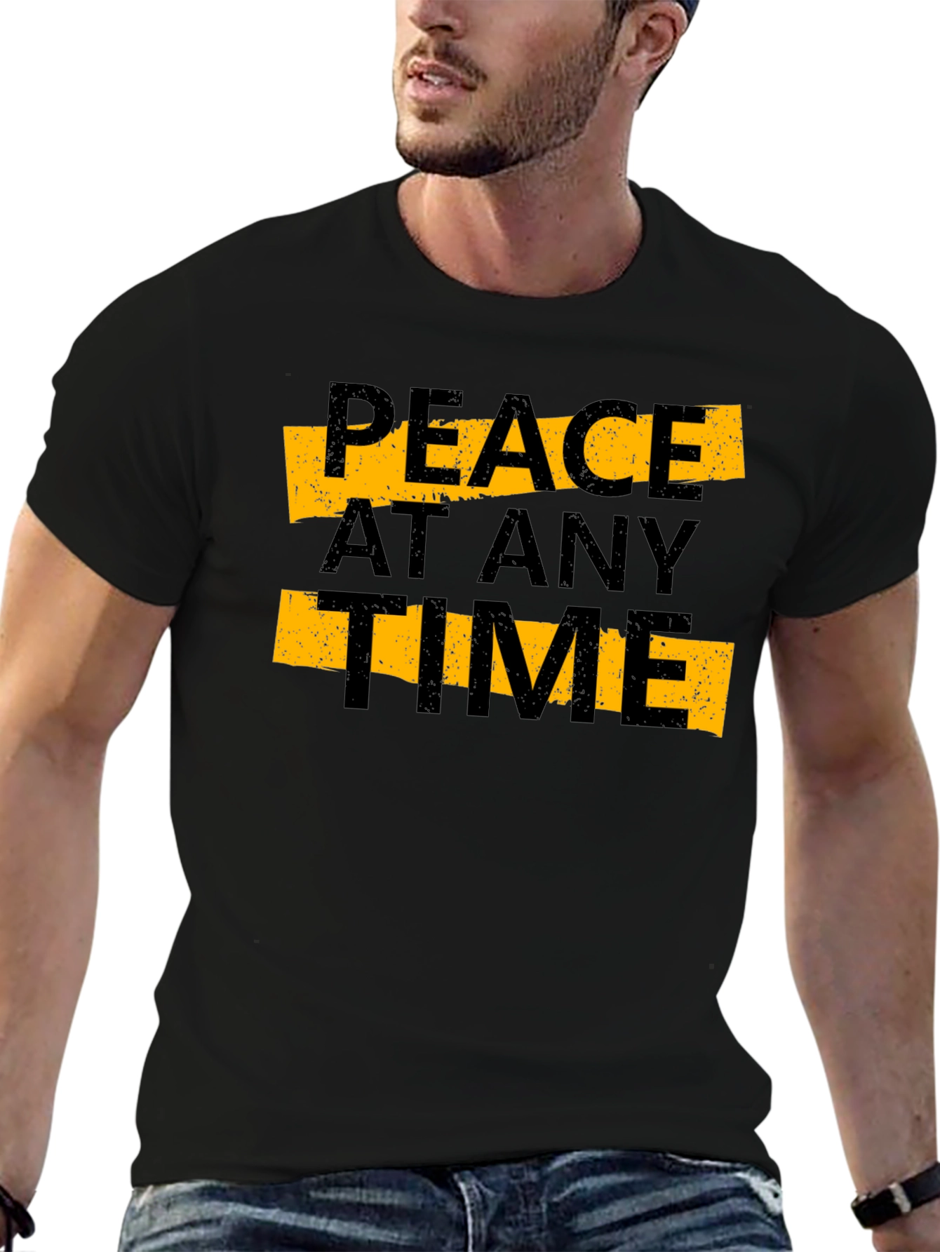 Peace At Any Time Black Graphic Tee