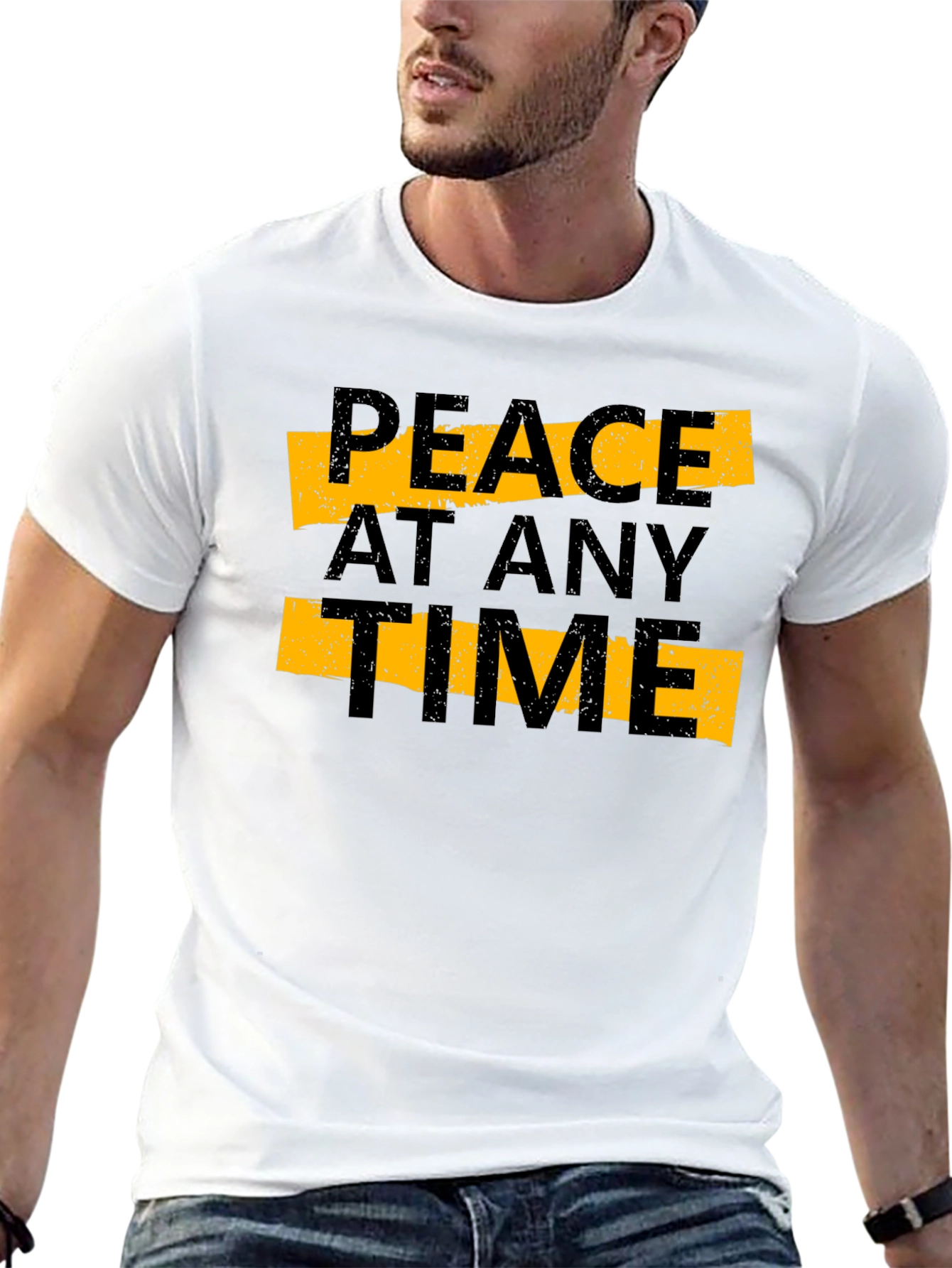 Peace At Any Time Black Graphic Tee