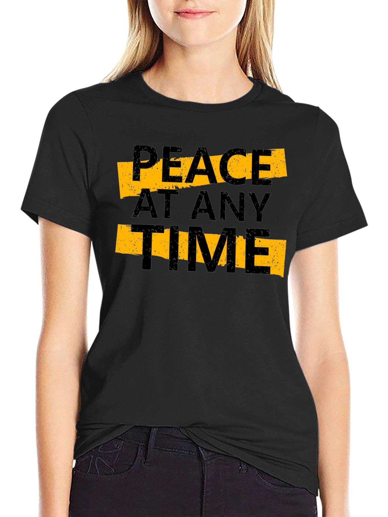 Peace At Any Time Black Graphic Tee