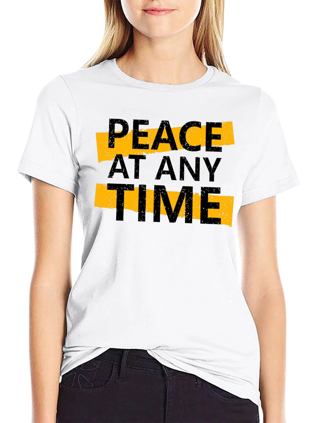 Peace At Any Time Black Graphic Tee