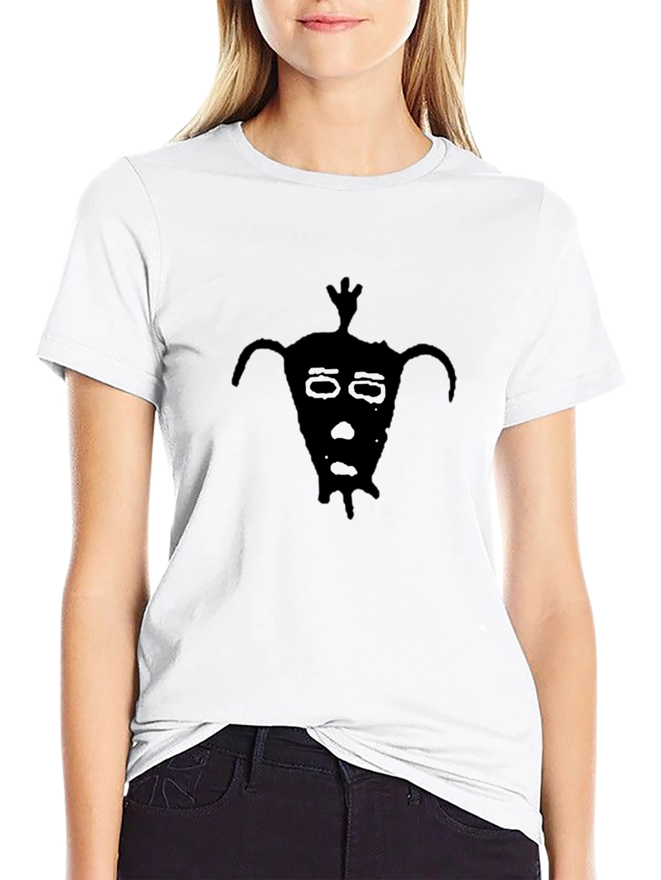 Black Graphic Tee - Quirky Face Design