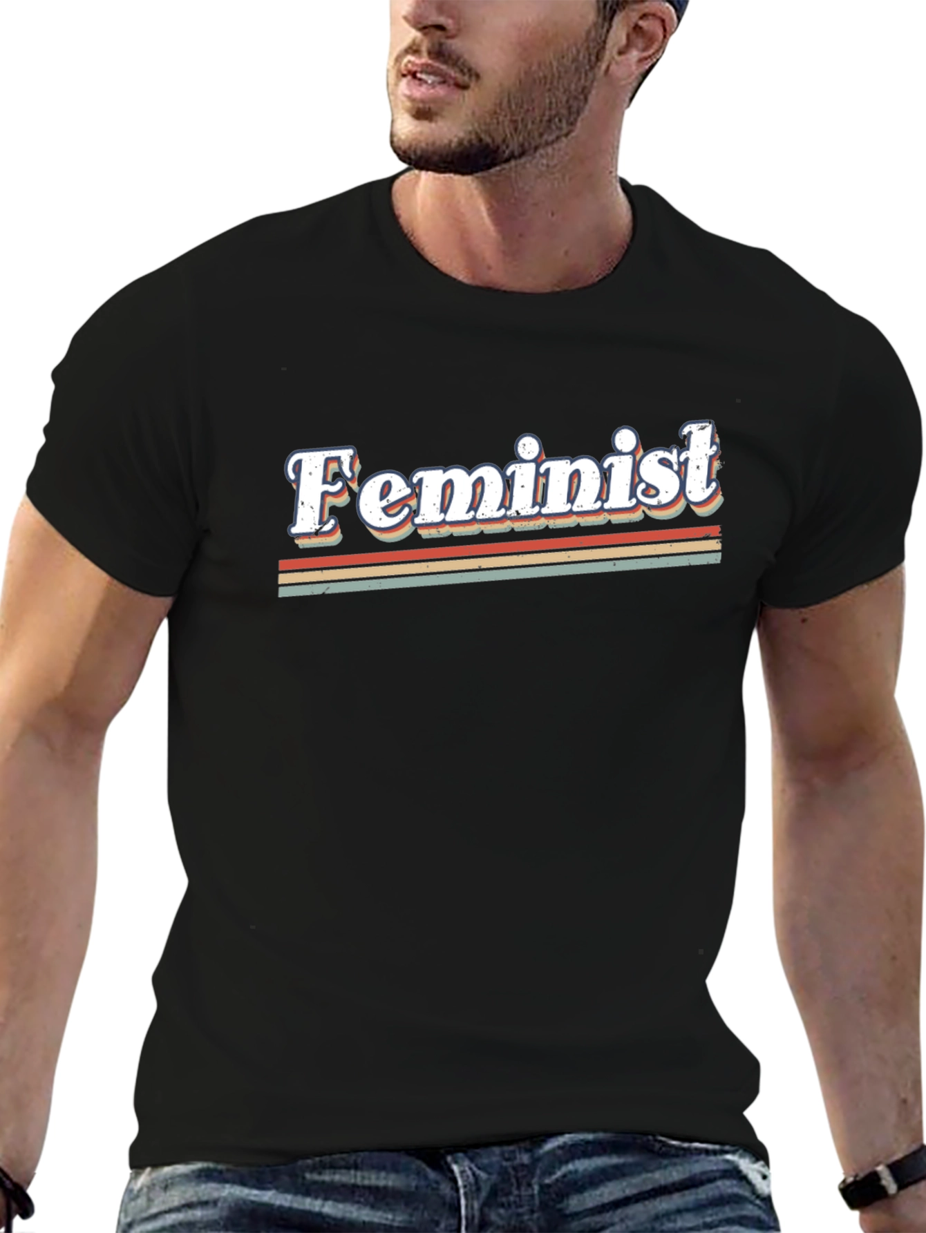 Retro Feminist Graphic Tee - Black