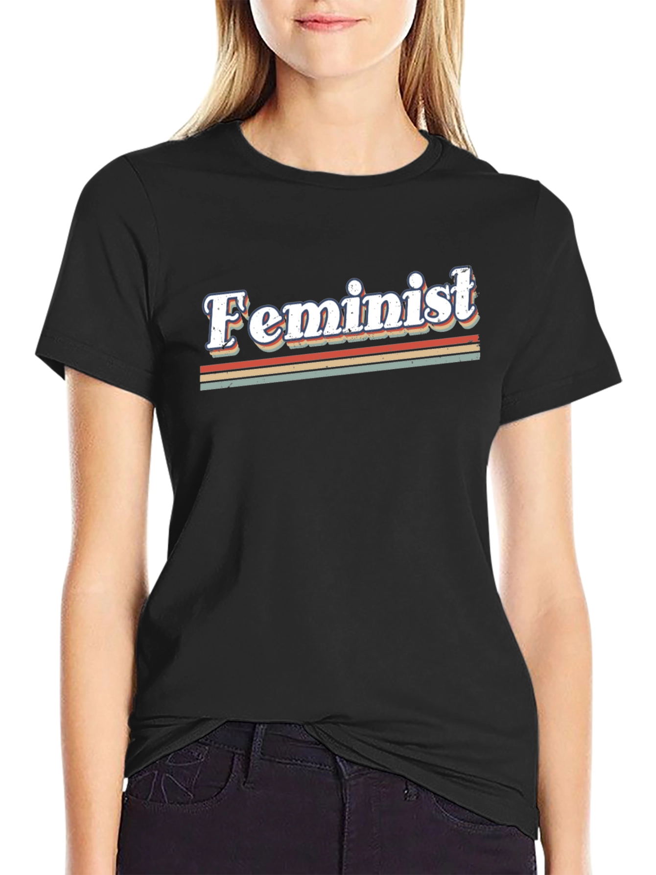 Retro Feminist Graphic Tee - Black
