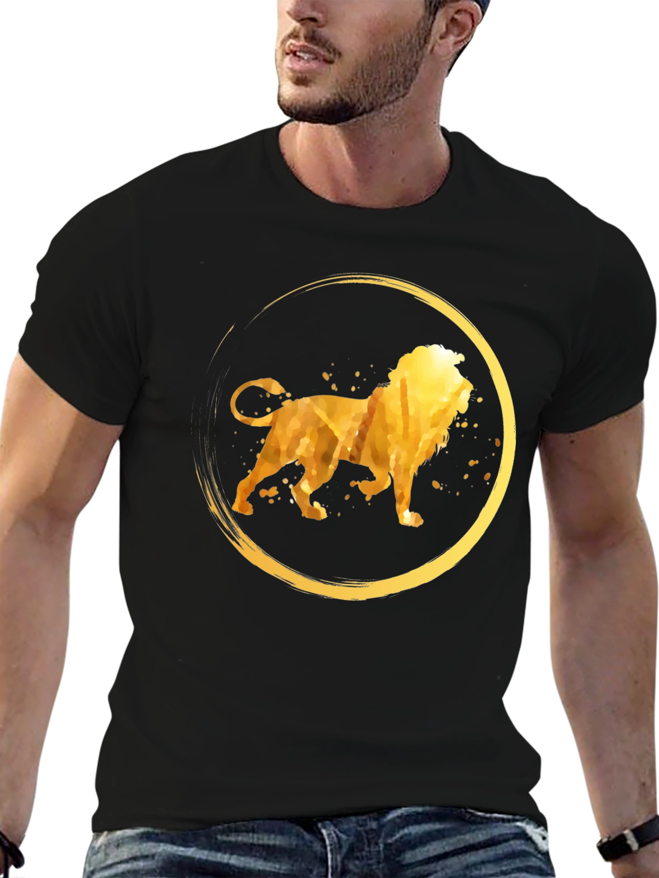 Golden Lion Circle Graphic T-Shirt