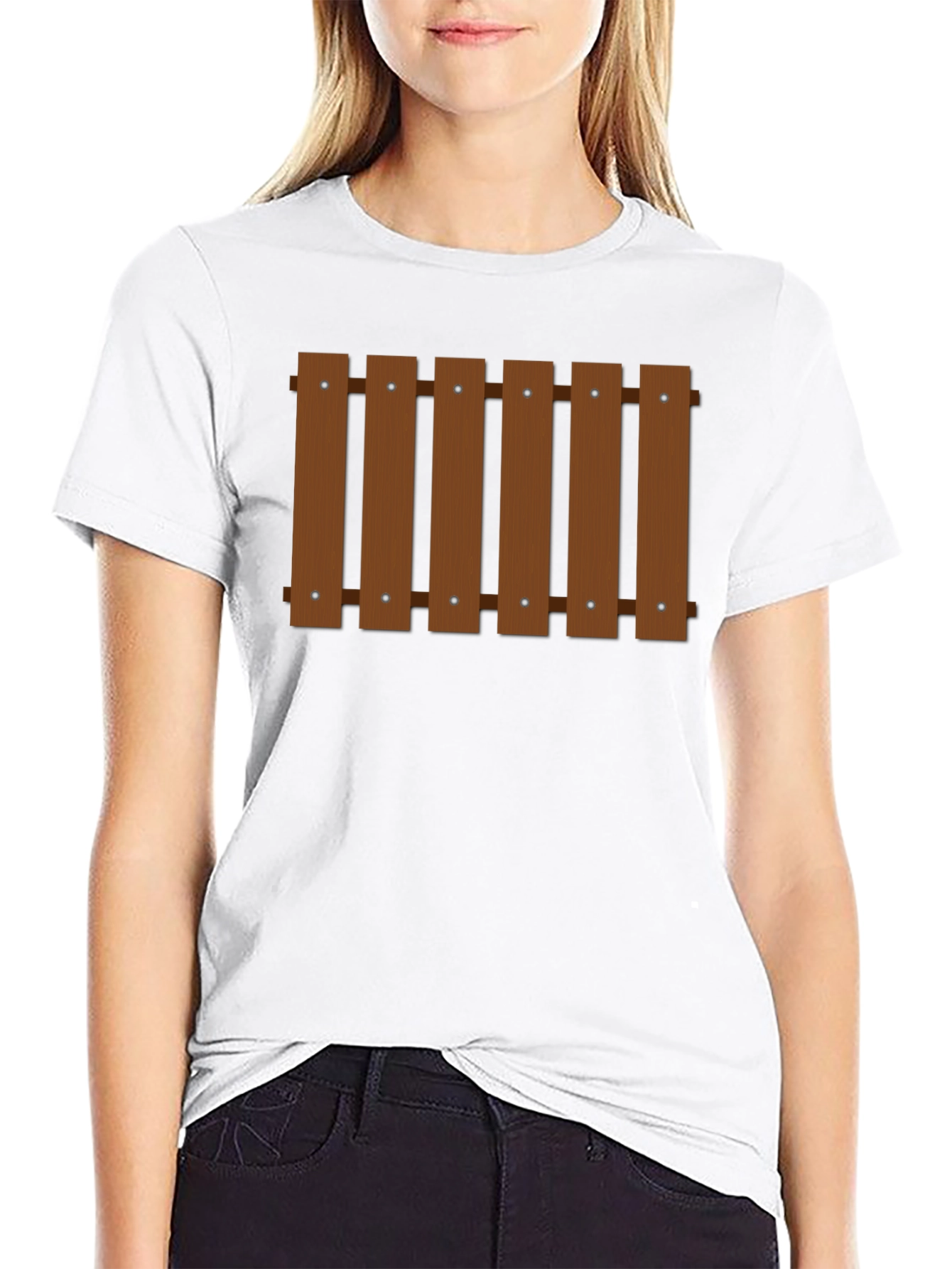 Fence Design Black T-Shirt - Novelty Graphic Tee