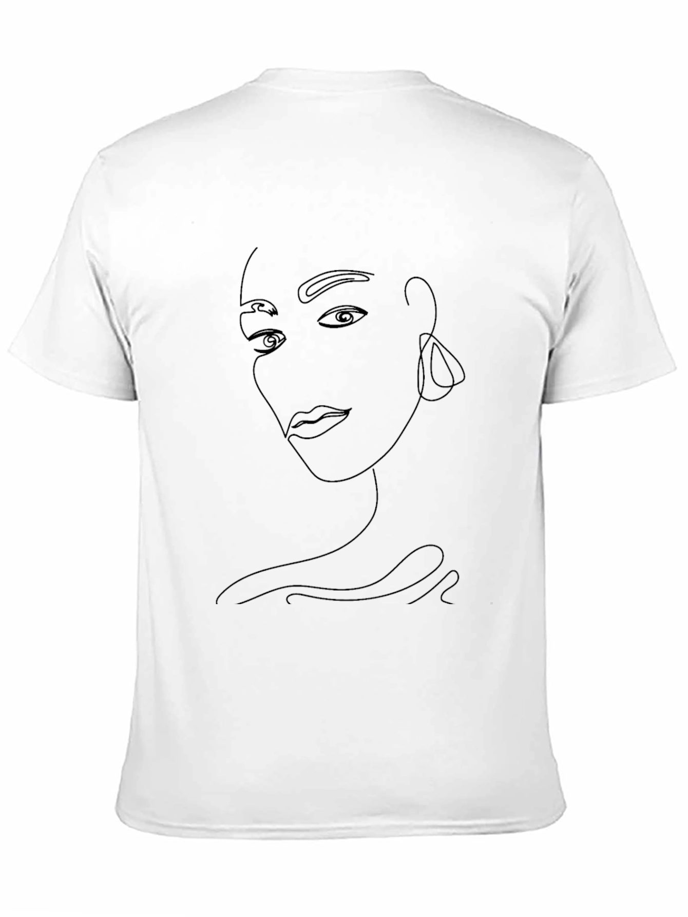 Minimalist Face Line Art Black T-Shirt