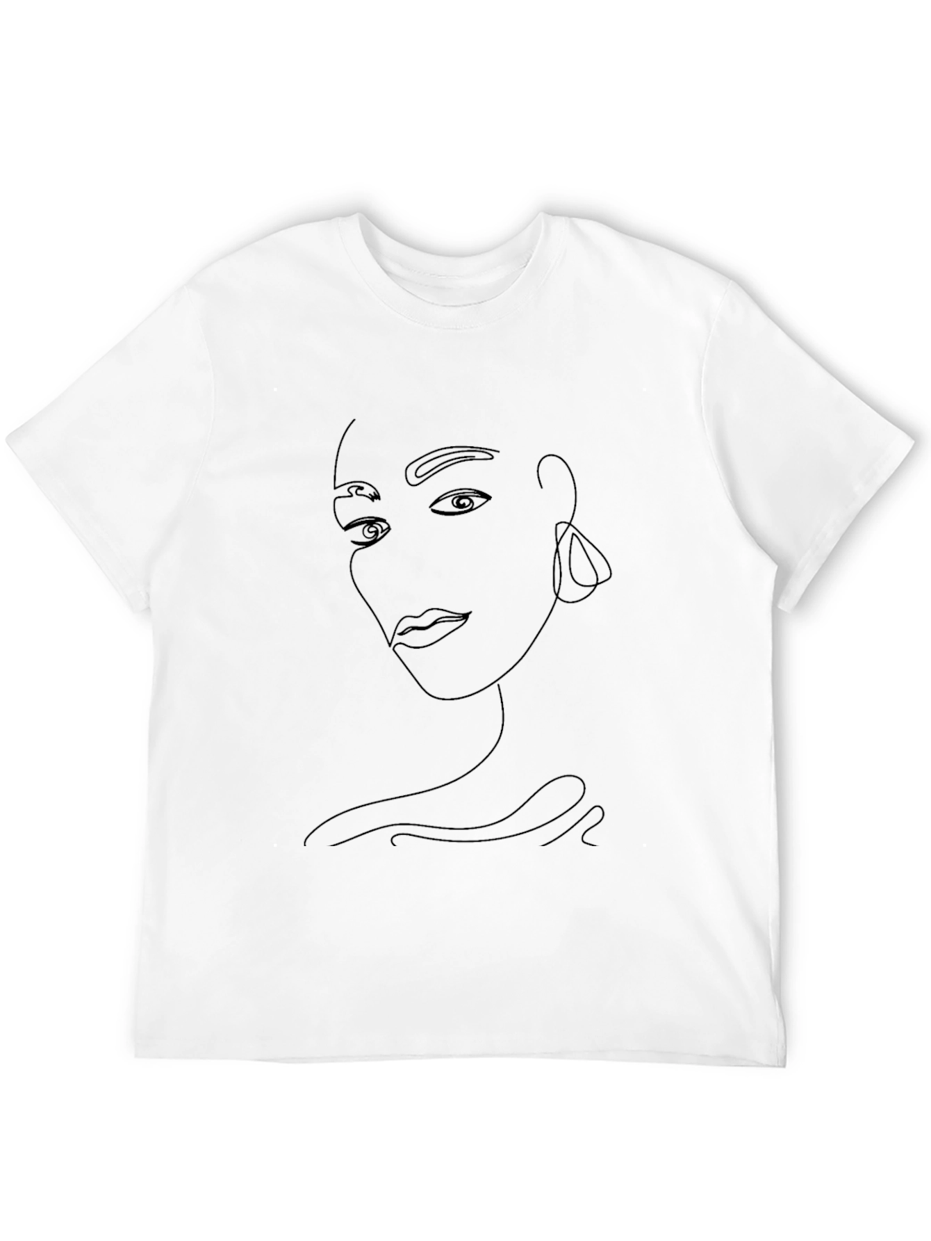 Minimalist Face Line Art Black T-Shirt