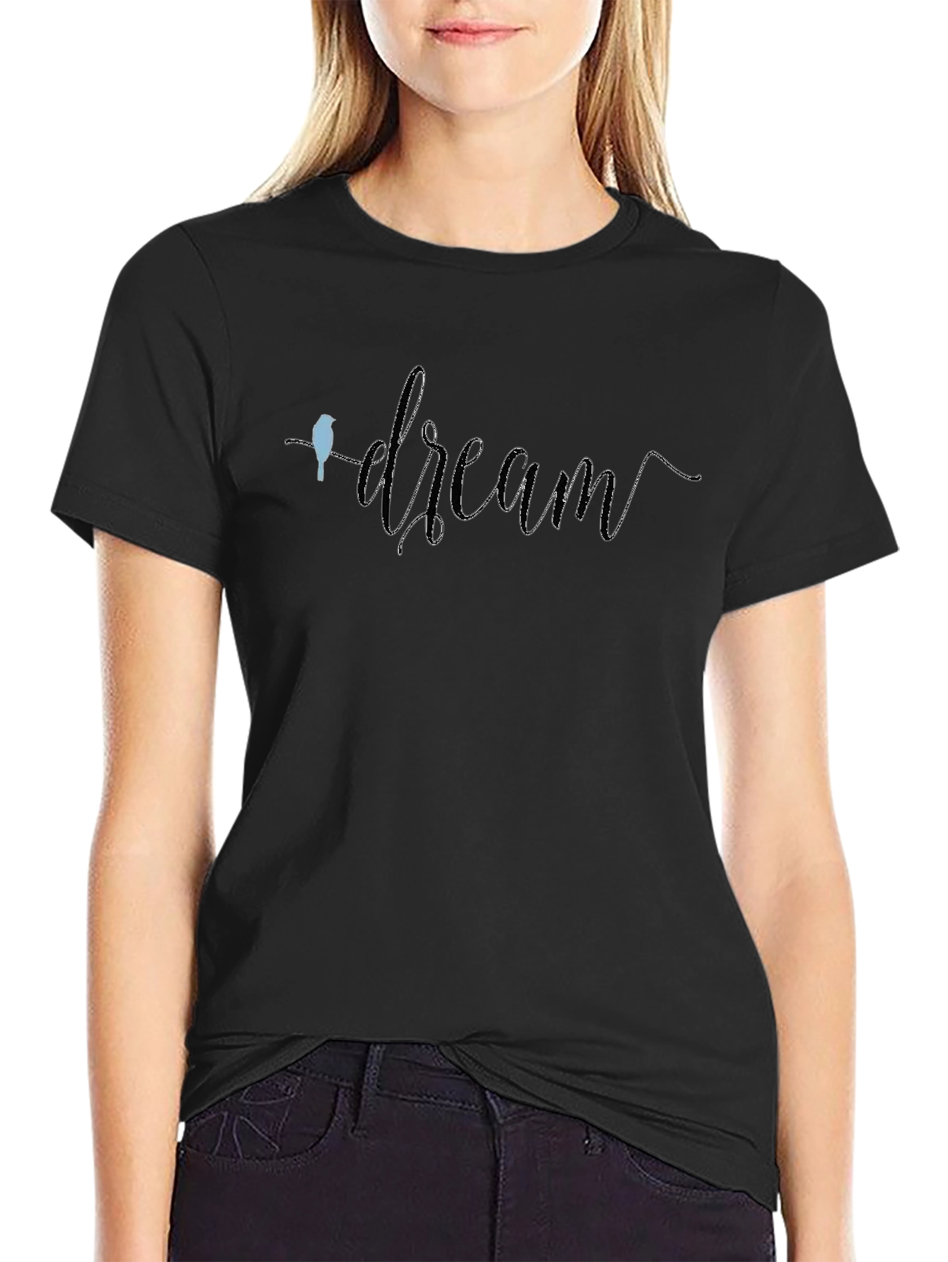 Dream Bird T-Shirt - Black Crew Neck Graphic Tee
