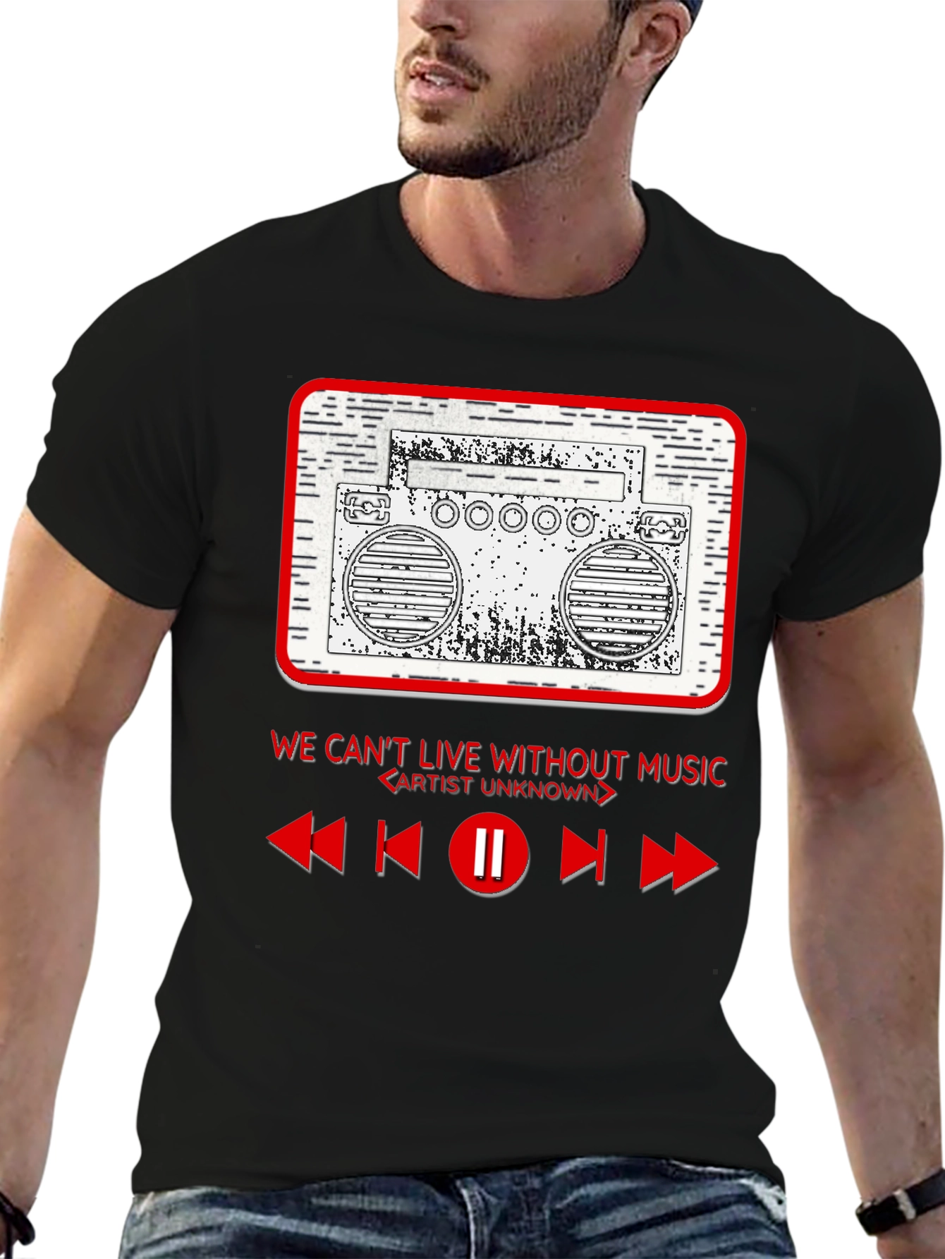 Retro Boombox T-Shirt - Music Lover Tee