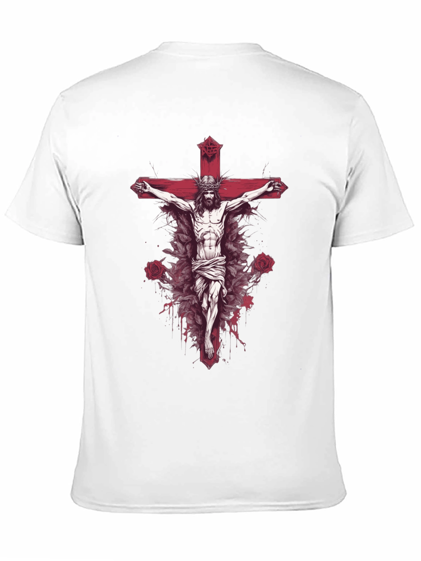 Jesus on Cross Graphic Tee - Black Cotton Blend