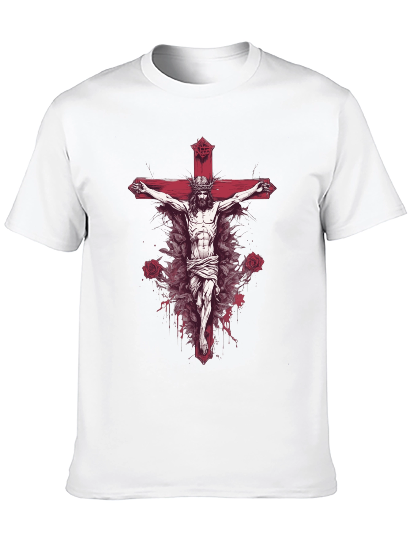 Jesus on Cross Graphic Tee - Black Cotton Blend