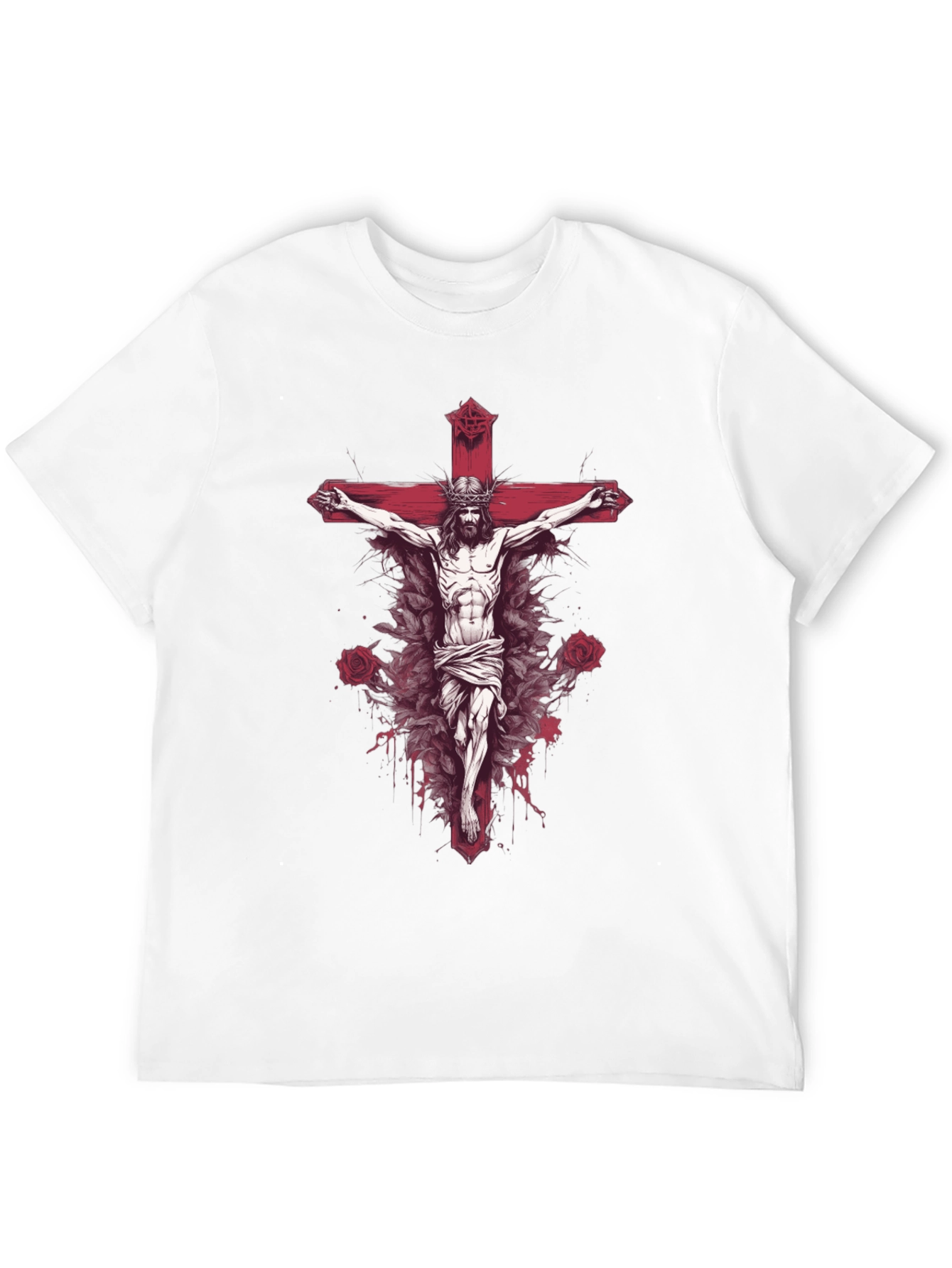 Jesus on Cross Graphic Tee - Black Cotton Blend