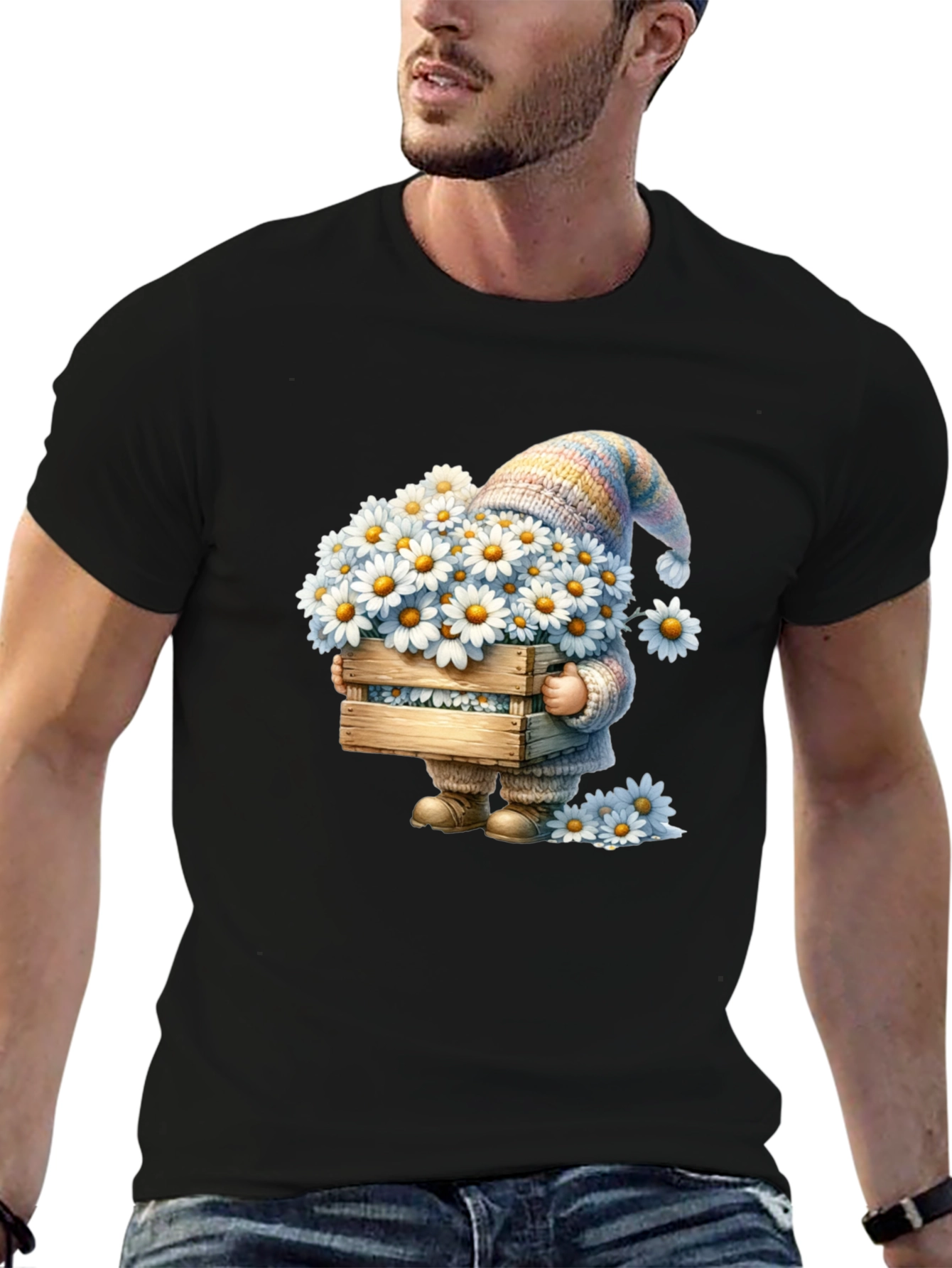 Daisy Gnome Graphic T-Shirt - Whimsical Spring Style