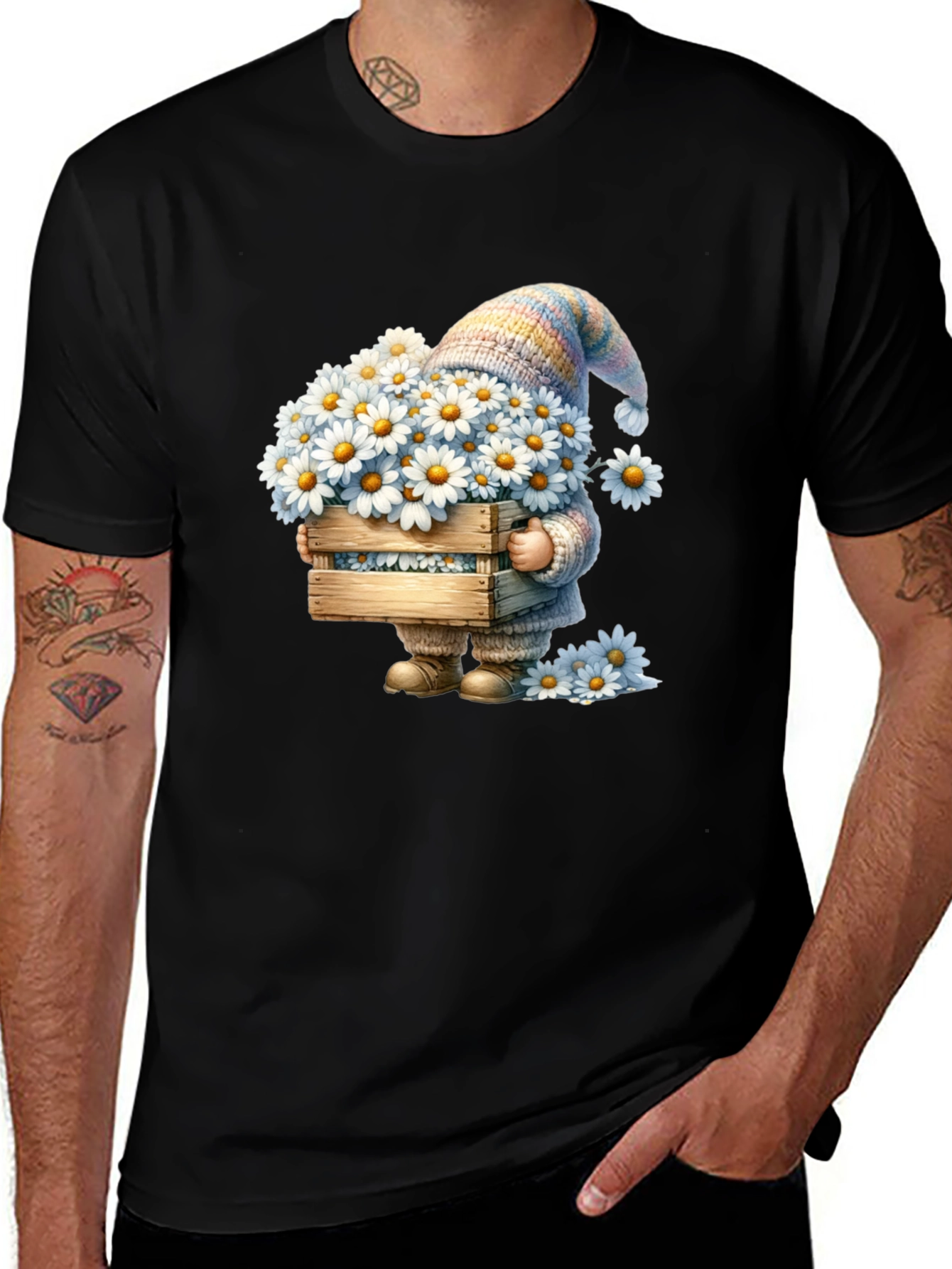 Daisy Gnome Graphic T-Shirt - Whimsical Spring Style