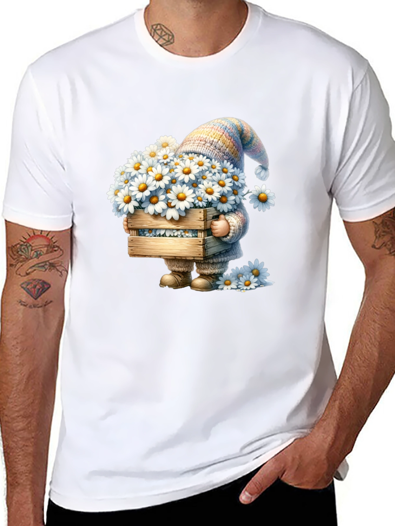 Daisy Gnome Graphic T-Shirt - Whimsical Spring Style