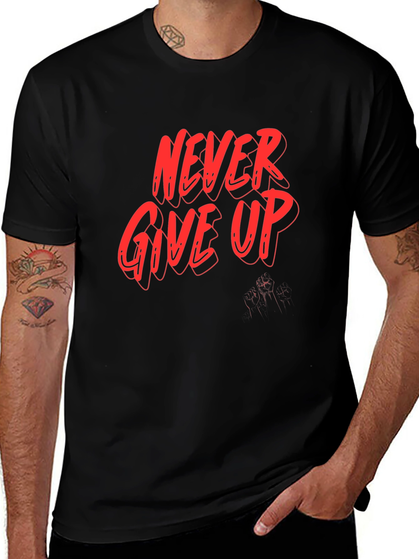 Never Give Up Graphic Tee - Motivation Shirt