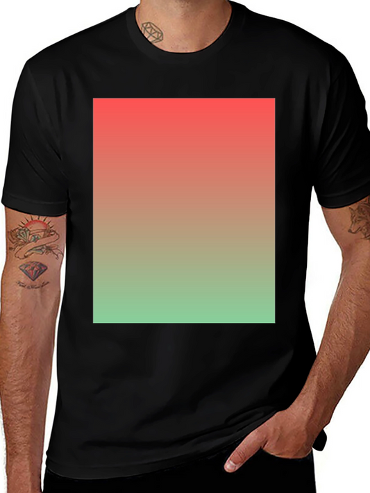 Gradient Color Block Crew Neck T-Shirt