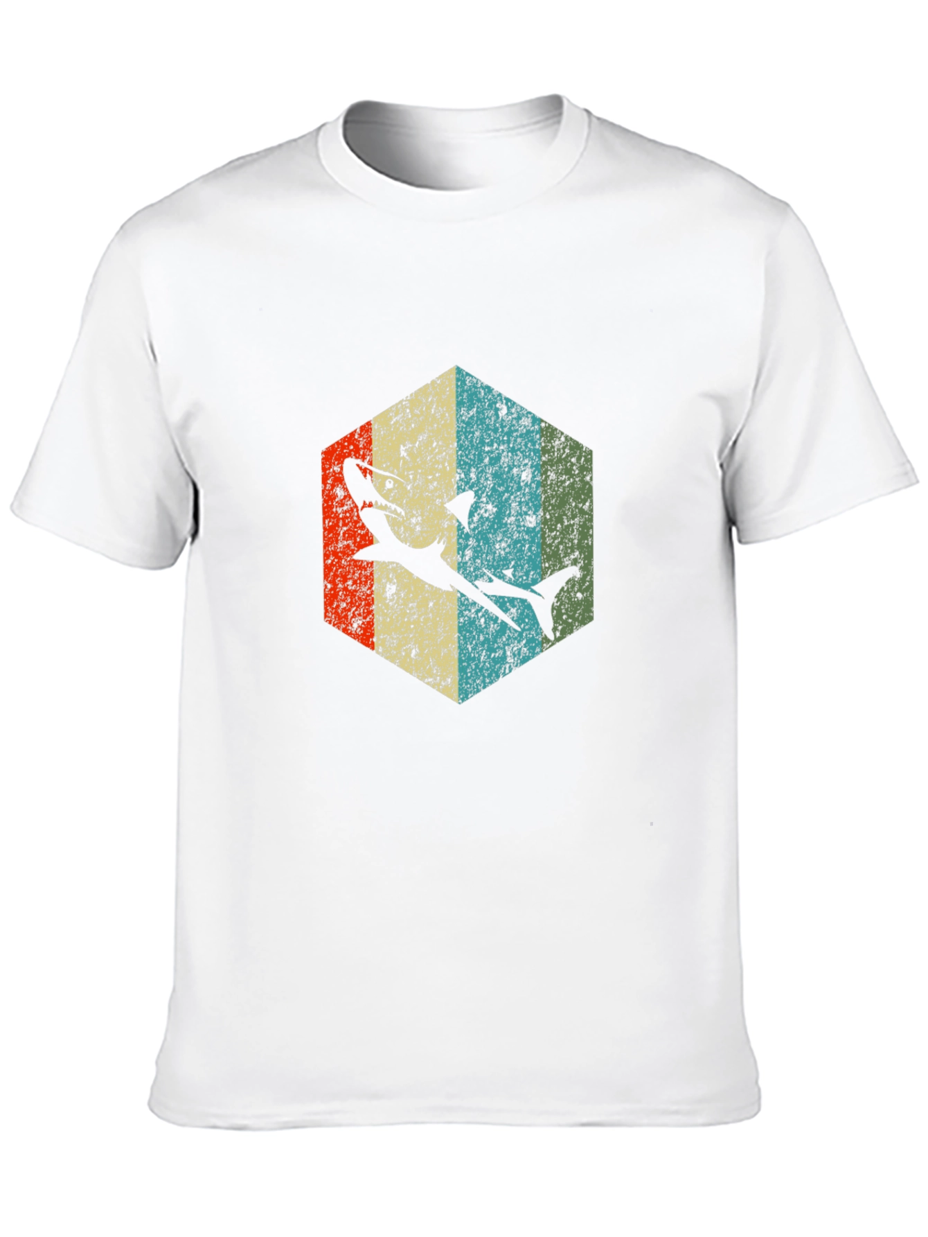 Retro Shark Graphic Tee - Black Cotton Blend