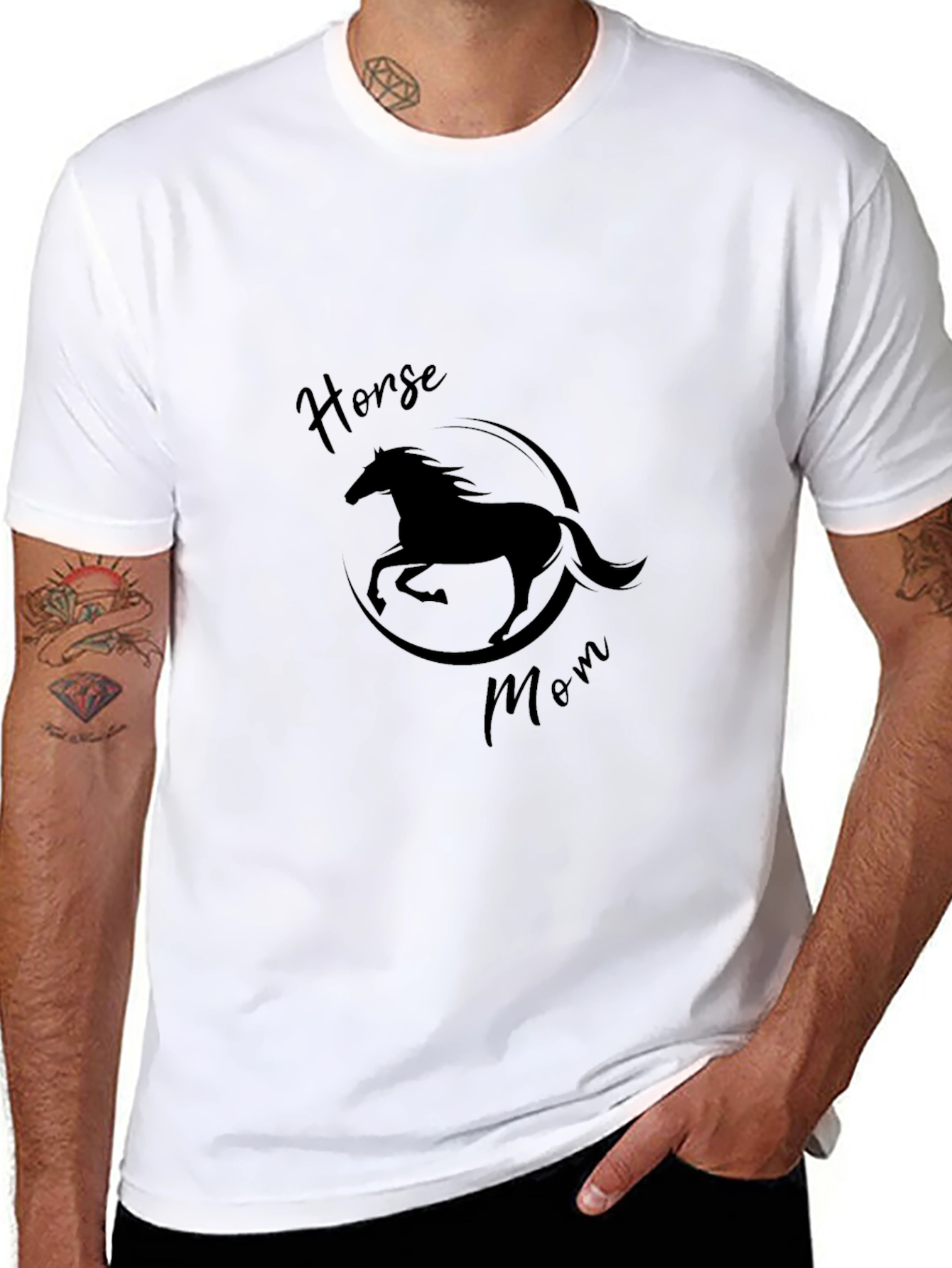 Horse Mom Black Graphic T-Shirt