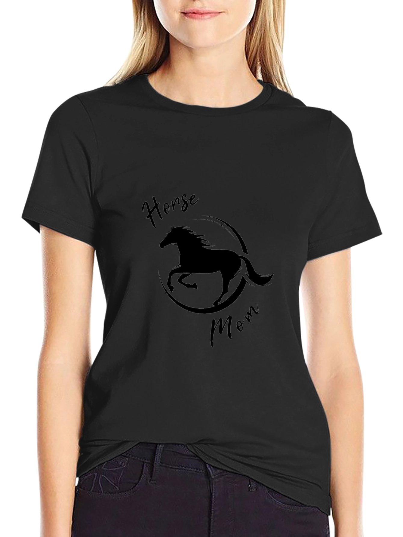 Horse Mom Black Graphic T-Shirt