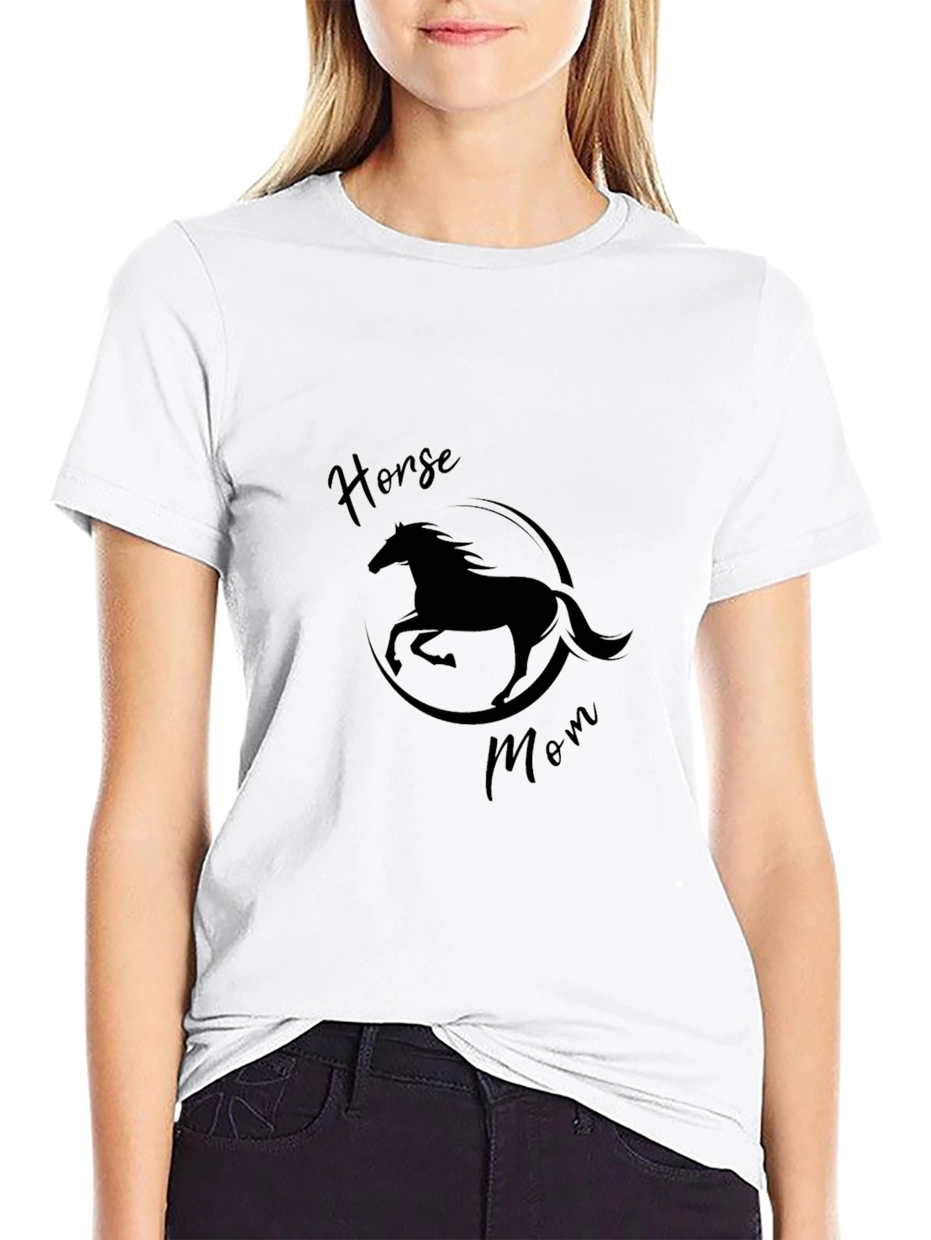 Horse Mom Black Graphic T-Shirt