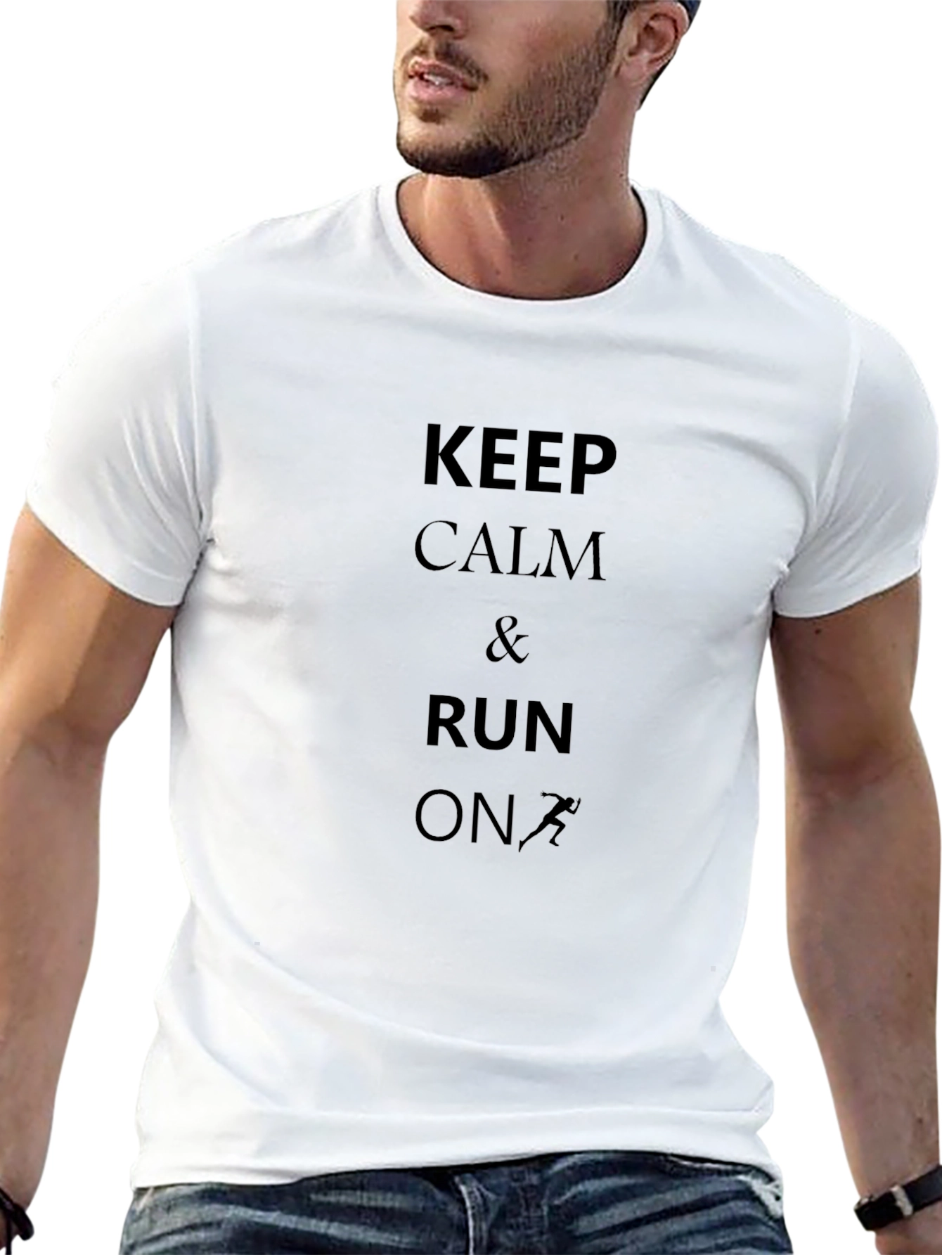 Keep Calm & Run On Black Graphic Tee