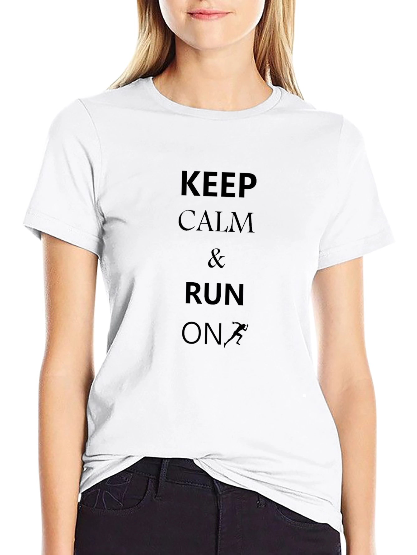 Keep Calm & Run On Black Graphic Tee