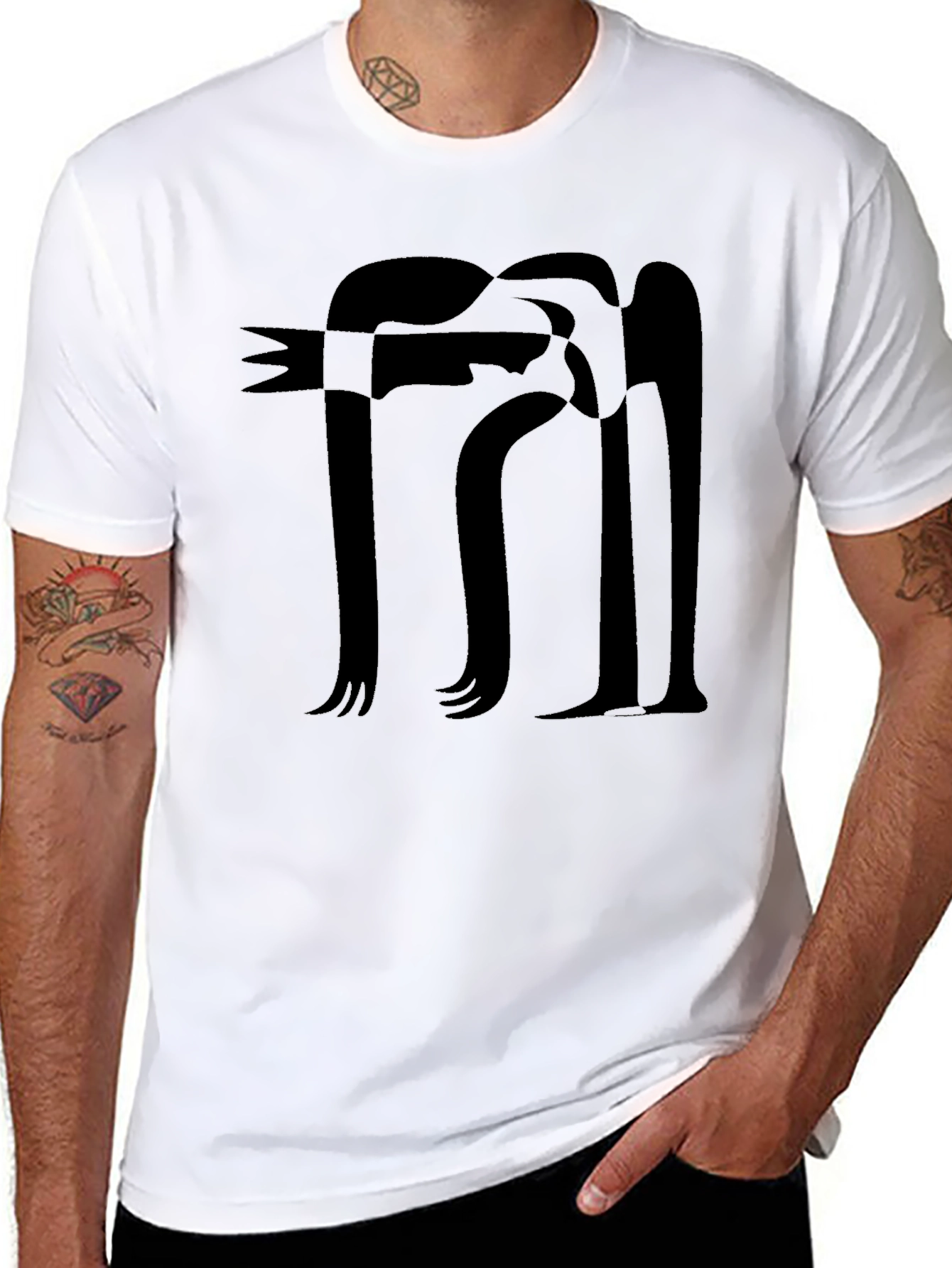 Abstract Figure Graphic Black T-Shirt