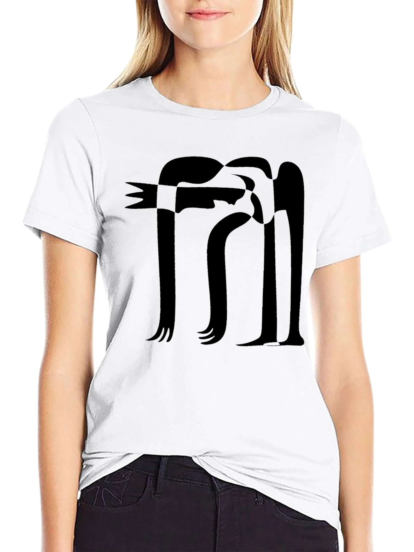 Abstract Figure Graphic Black T-Shirt