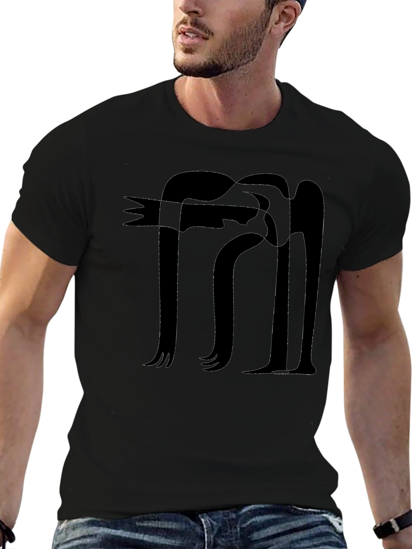 Abstract Figure Graphic Black T-Shirt