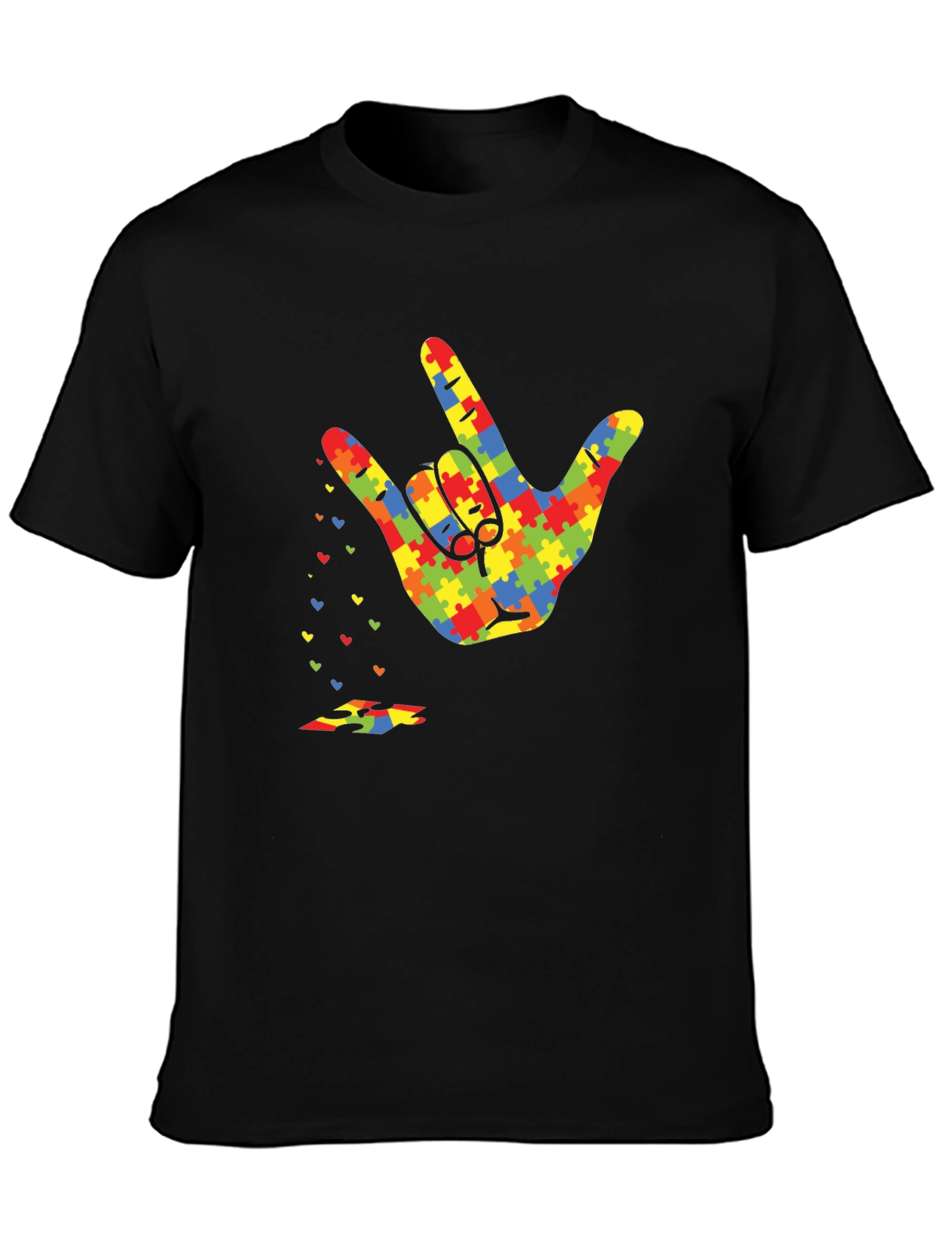 Autism Awareness Puzzle Hand Gesture T-Shirt