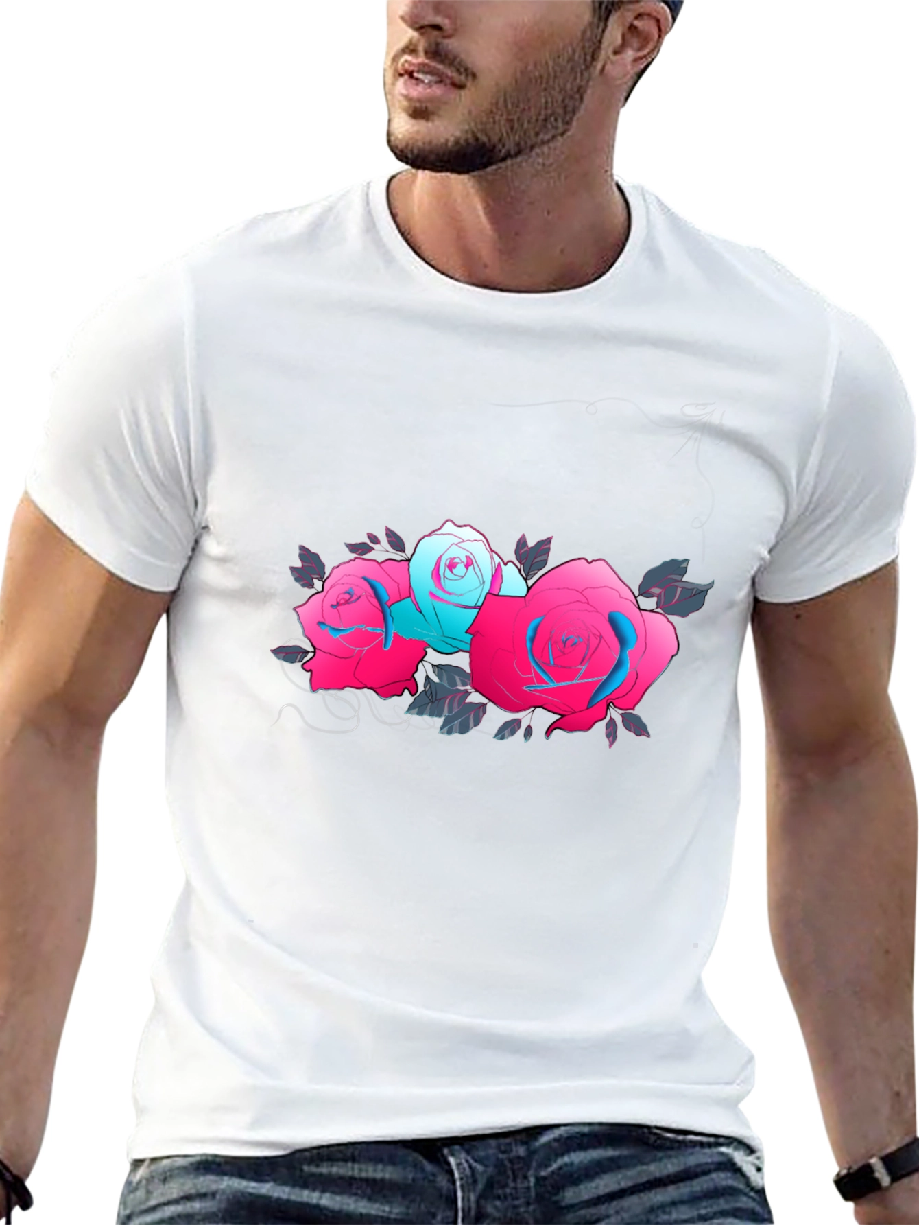 Floral Graphic Black T-Shirt - Roses