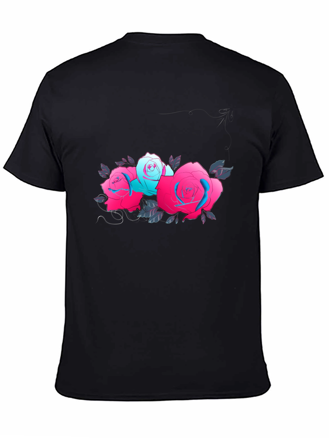 Floral Graphic Black T-Shirt - Roses