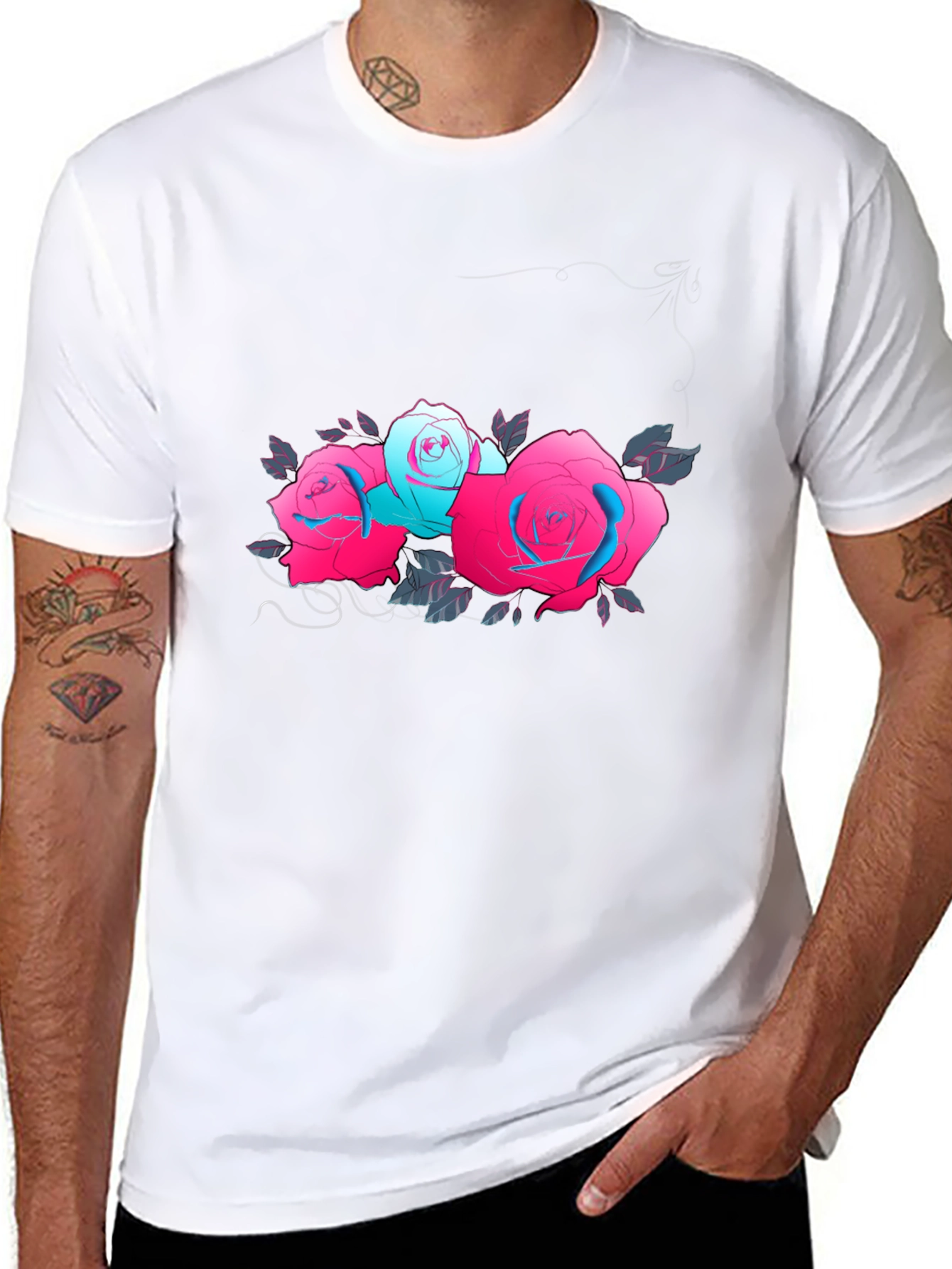 Floral Graphic Black T-Shirt - Roses
