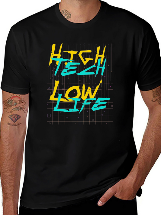 High Tech Low Life Graphic Tee - Black Cotton Blend