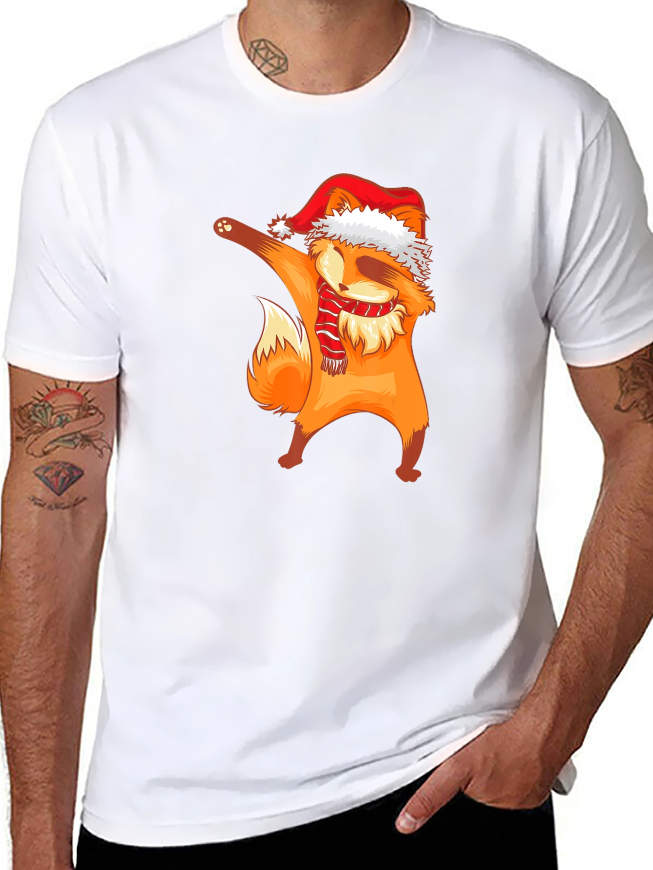 Dabbing Fox Christmas Graphic T-Shirt
