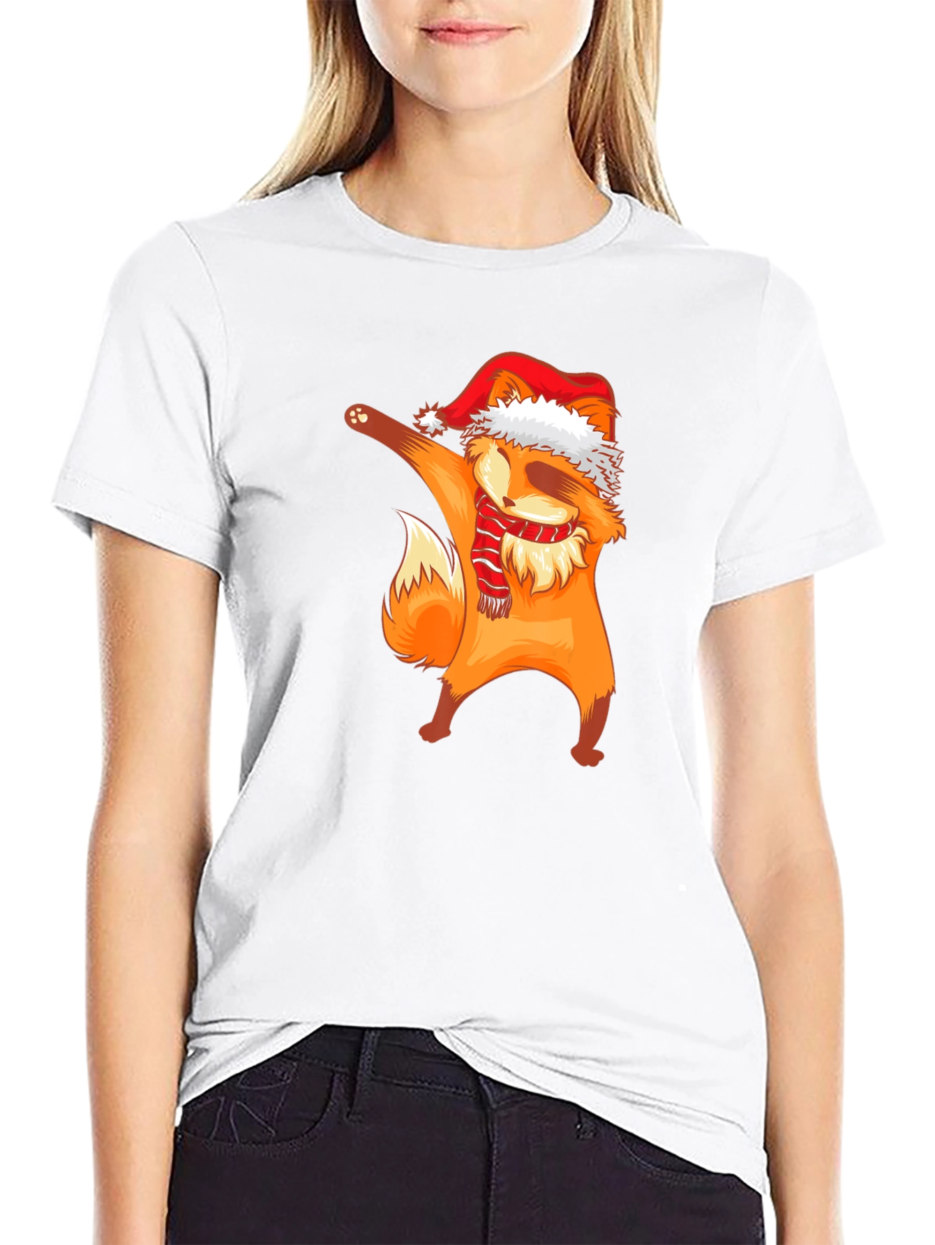 Dabbing Fox Christmas Graphic T-Shirt