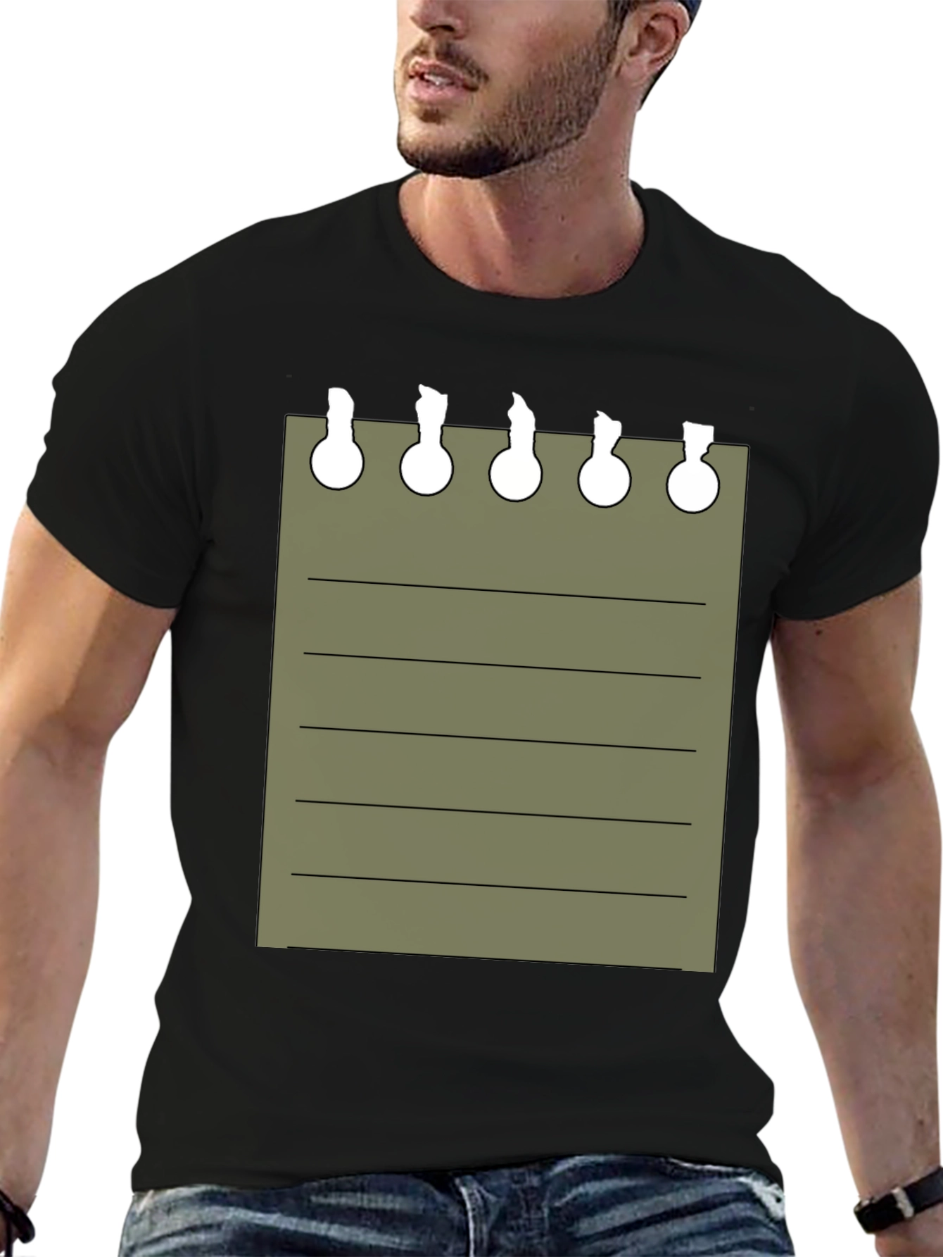 Novelty Notepad Graphic Tee - Black T-Shirt