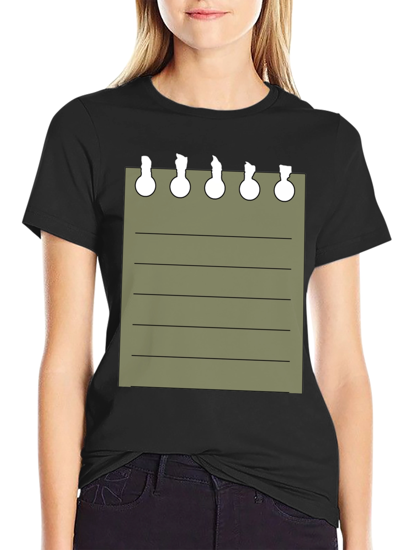 Novelty Notepad Graphic Tee - Black T-Shirt