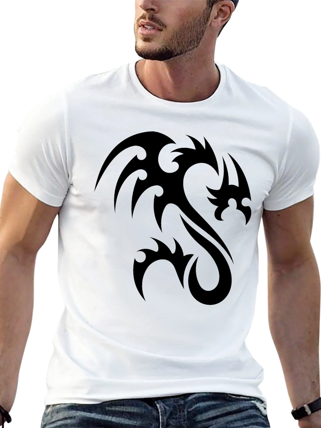 Tribal Dragon Graphic Black T-Shirt